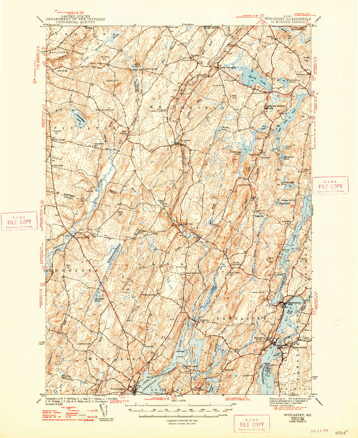 USGS 1:62500-SCALE QUADRANGLE FOR WISCASSET, ME 1944