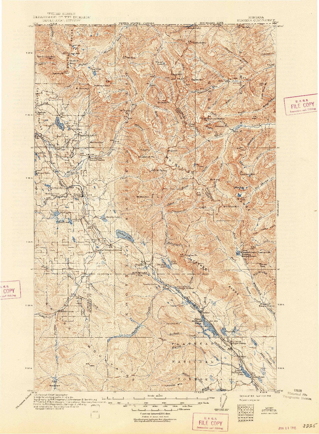 USGS 1:125000-SCALE QUADRANGLE FOR STRYKER, MT 1916