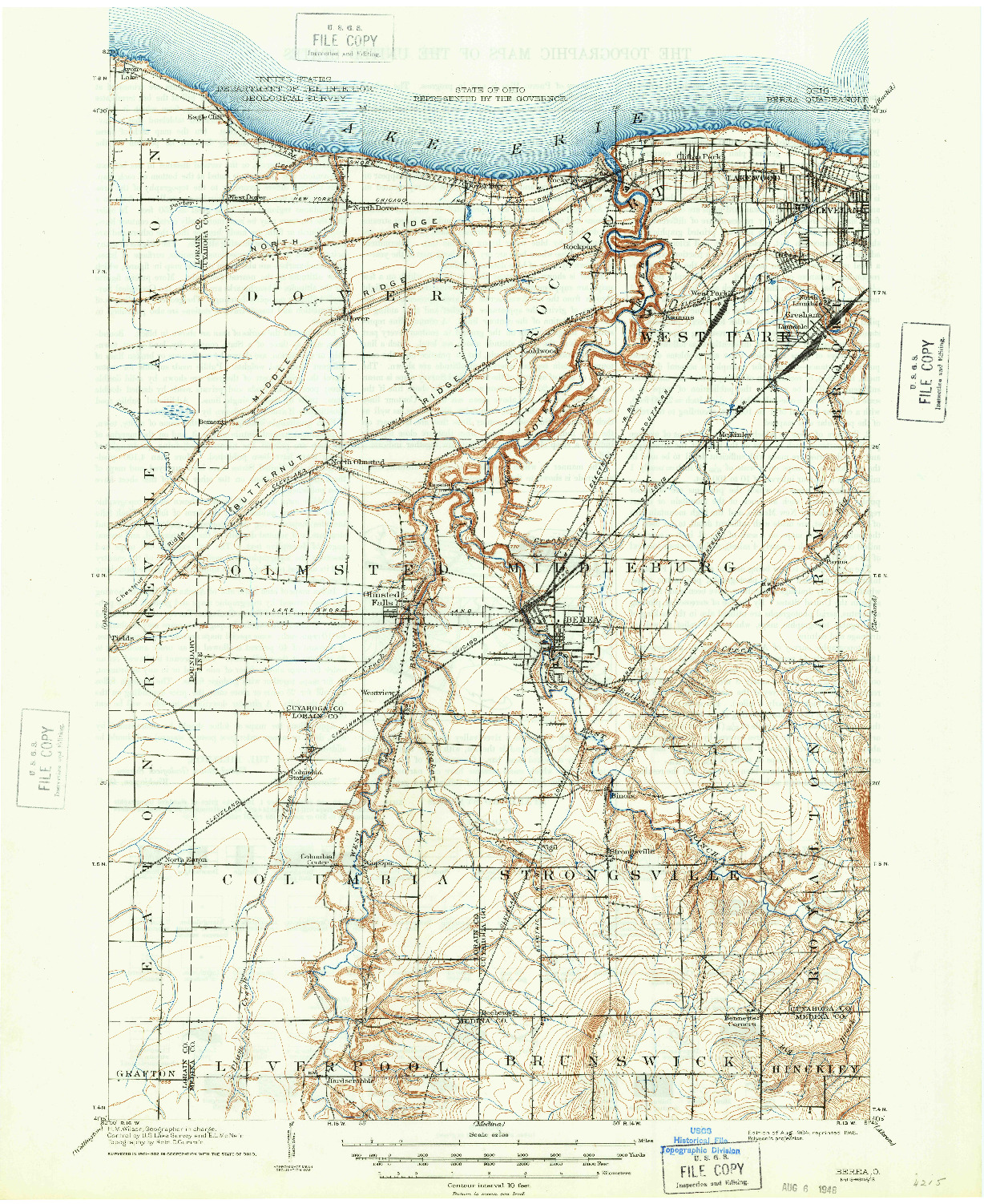 USGS 1:62500-SCALE QUADRANGLE FOR BEREA, OH 1904