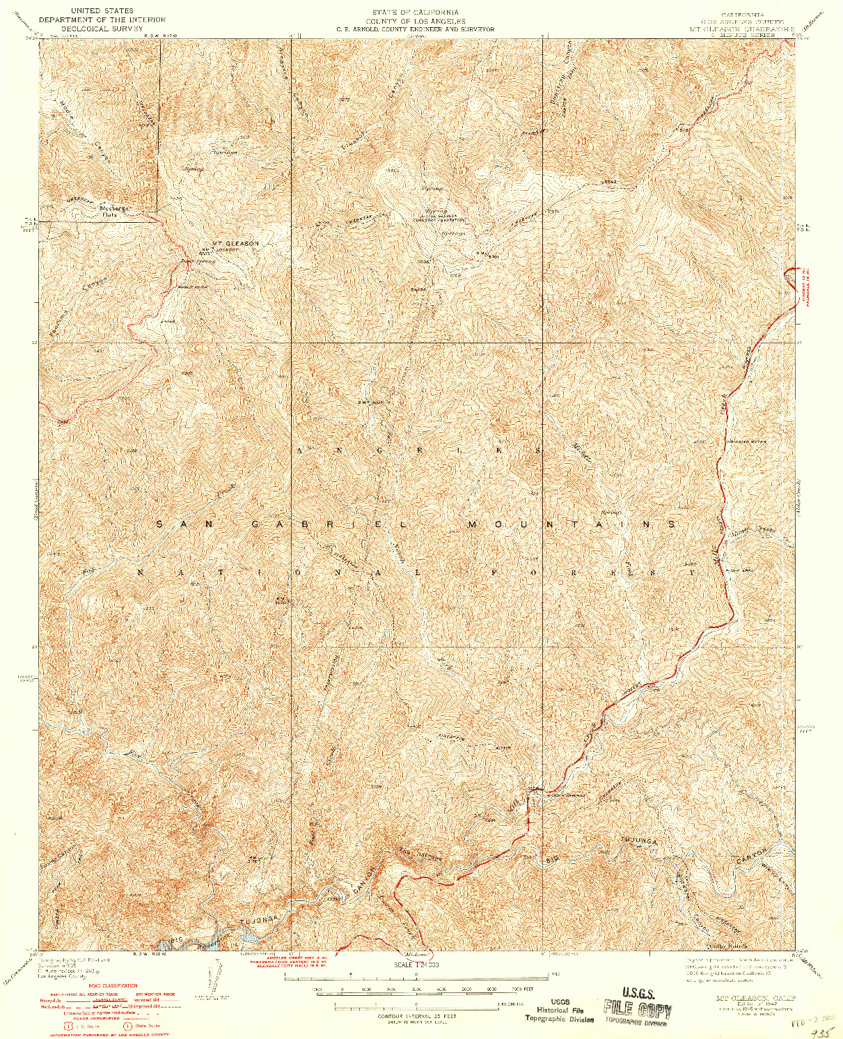USGS 1:24000-SCALE QUADRANGLE FOR MT. GLEASON, CA 1942