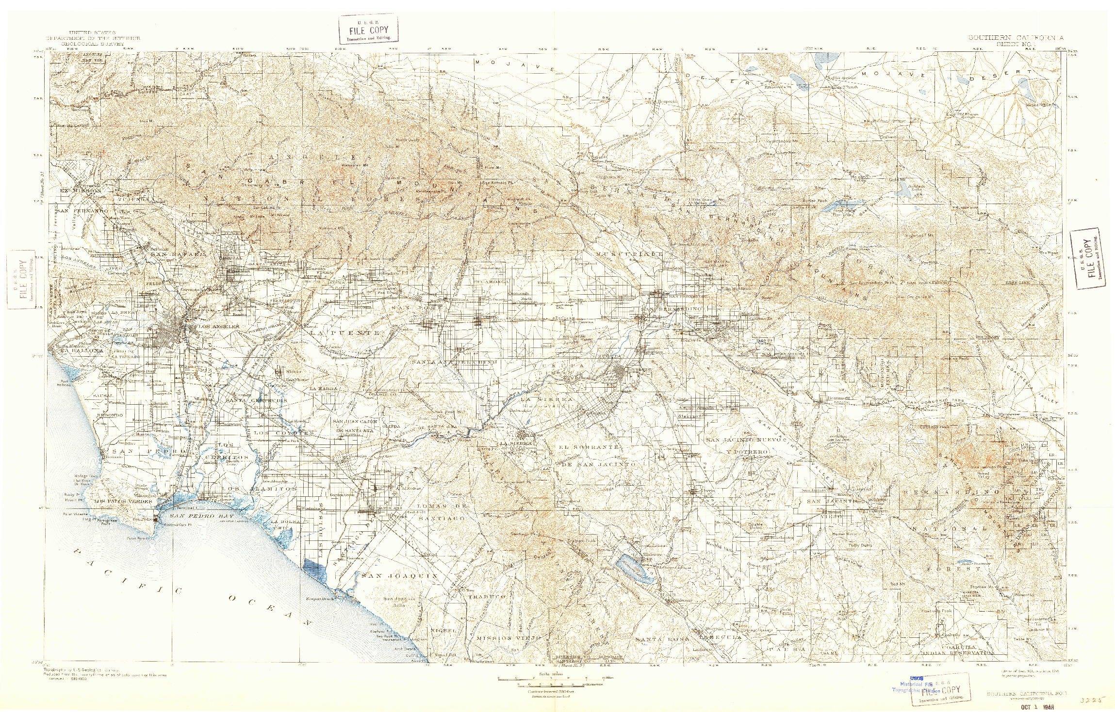 USGS 1:250000-SCALE QUADRANGLE FOR SOUTHERN CALIFORNIA SHEET NO. 1, CA 1901