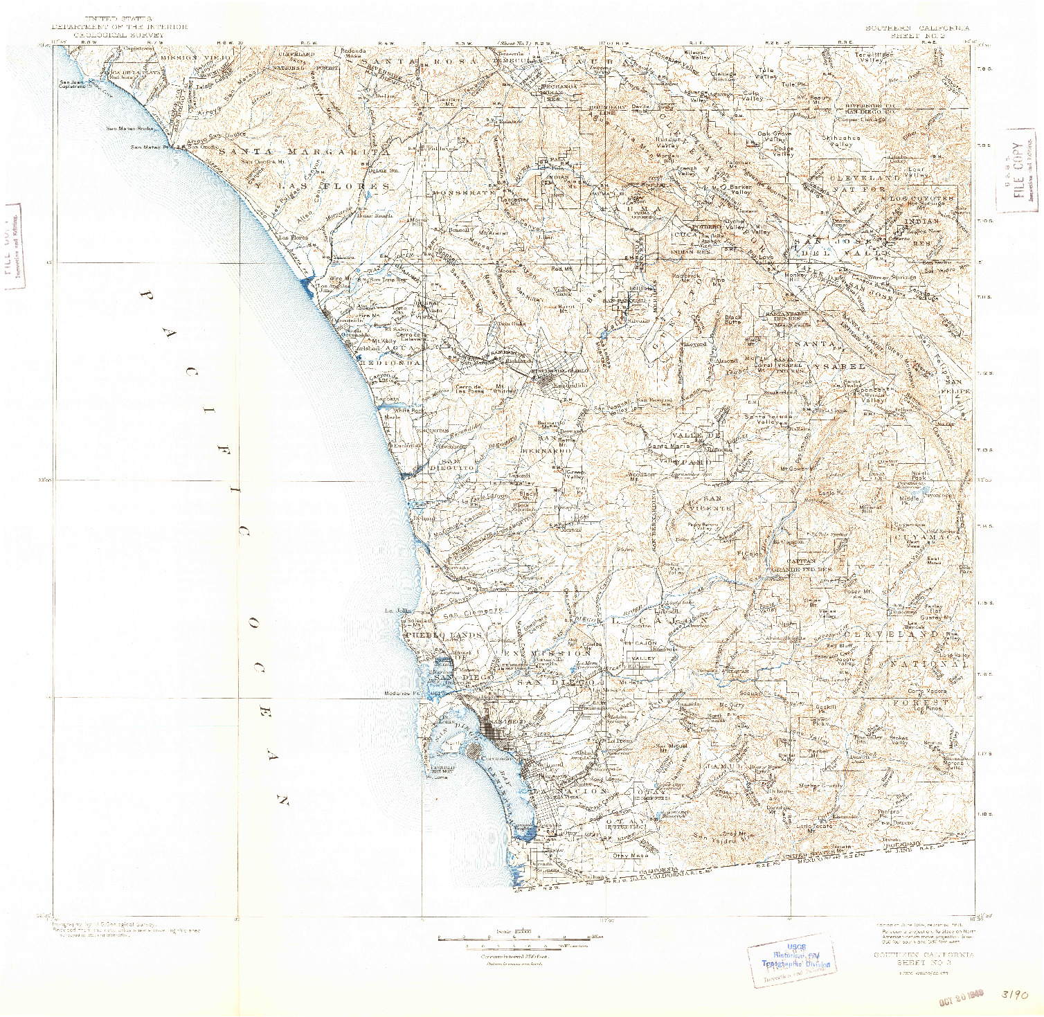 USGS 1:250000-SCALE QUADRANGLE FOR SOUTHERN CALIFORNIA SHEET NO. 2, CA 1904
