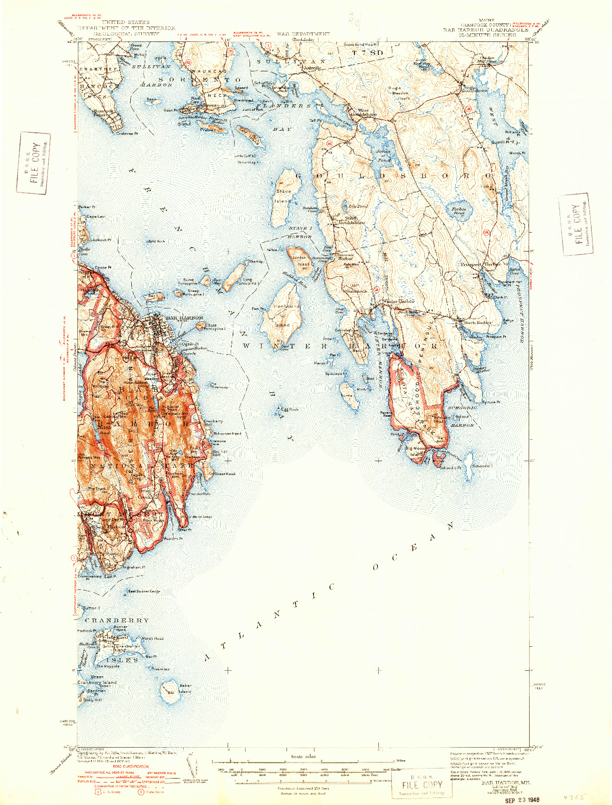 USGS 1:62500-SCALE QUADRANGLE FOR BAR HARBOR, ME 1942