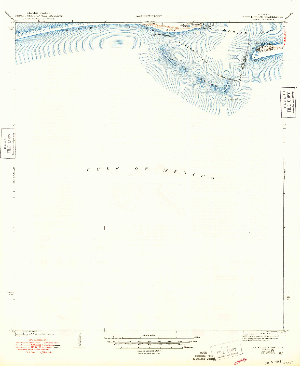 USGS 1:62500-SCALE QUADRANGLE FOR FORT MORGAN, AL 1942