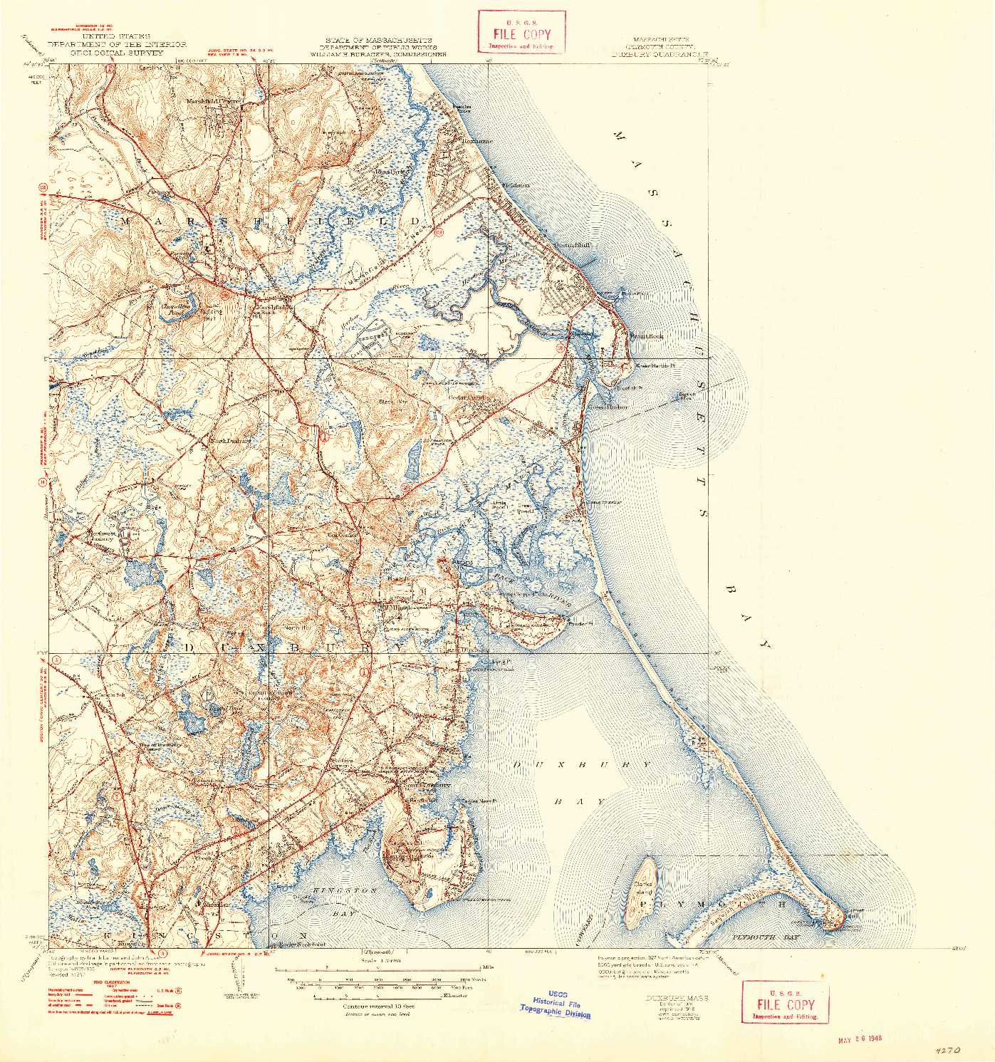 USGS 1:31680-SCALE QUADRANGLE FOR DUXBURY, MA 1941