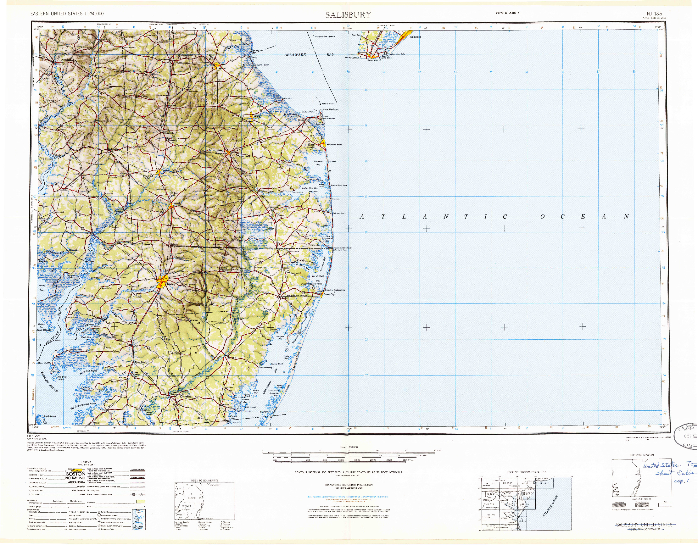 USGS 1:250000-SCALE QUADRANGLE FOR SALISBURY, MD 1947