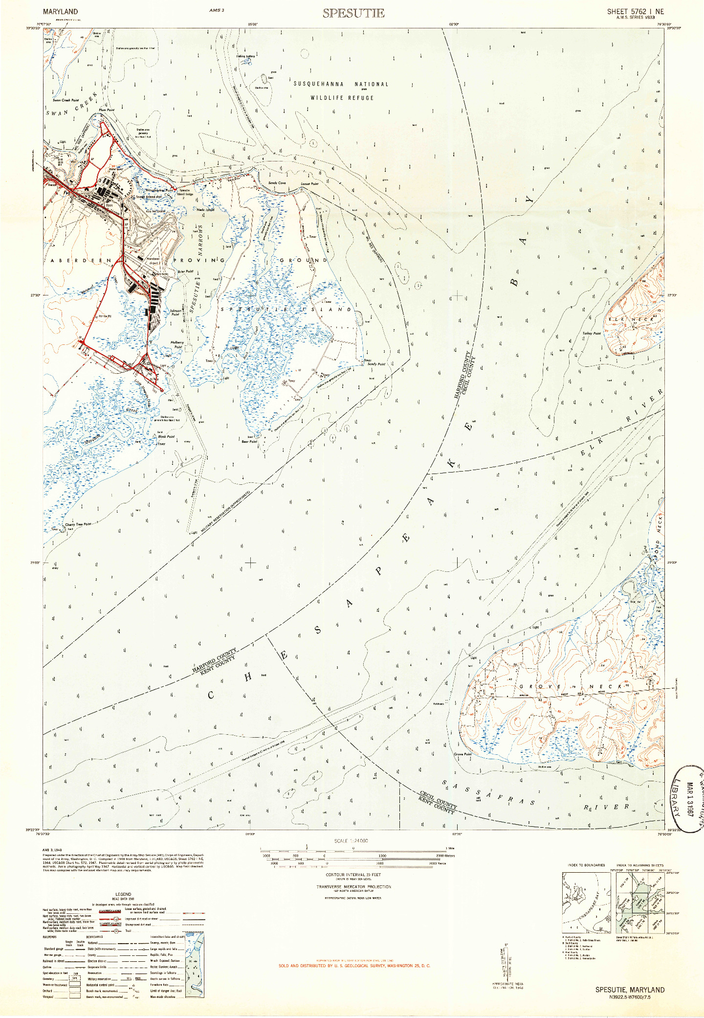 USGS 1:24000-SCALE QUADRANGLE FOR SPESUTIE, MD 1948
