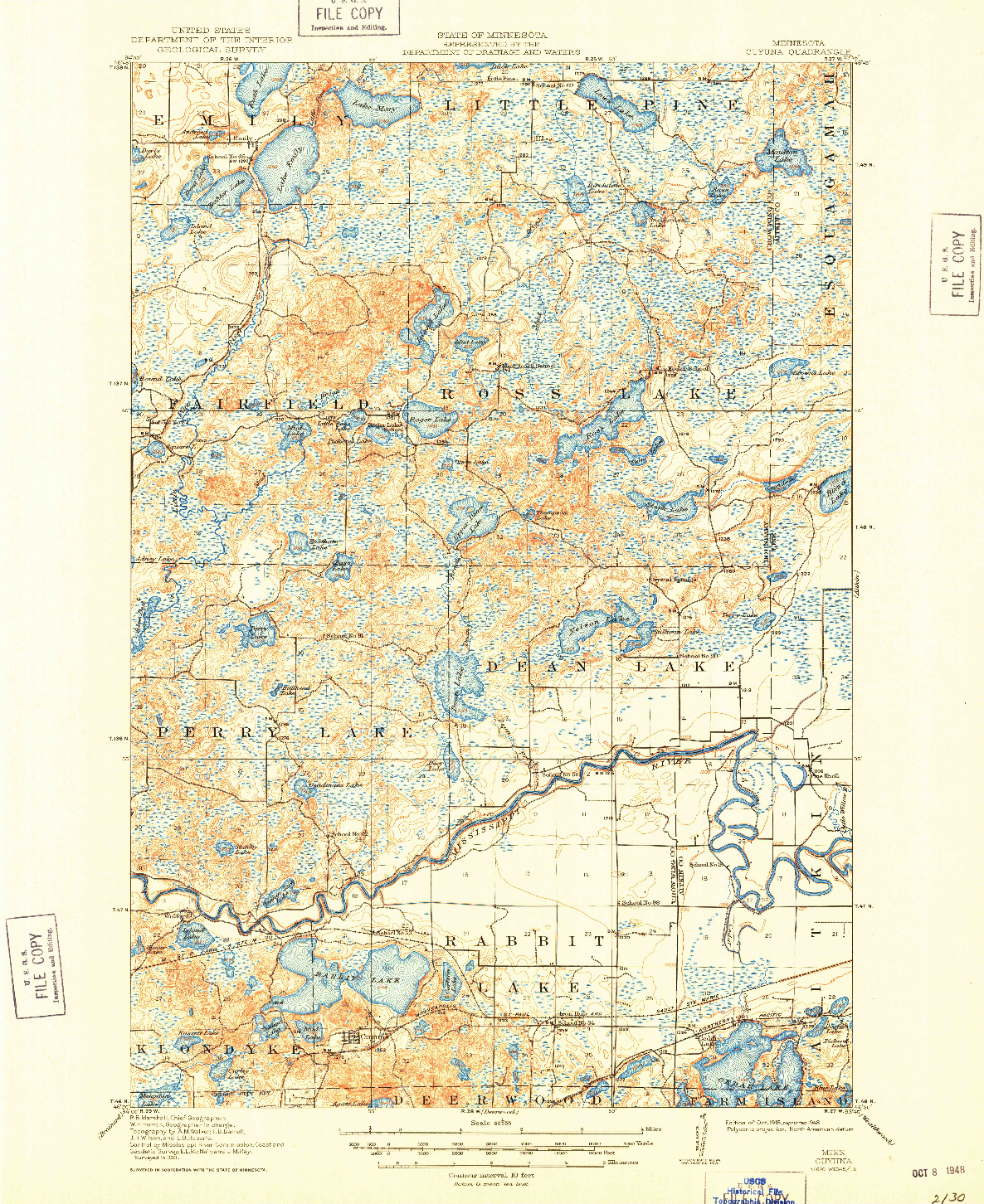 USGS 1:62500-SCALE QUADRANGLE FOR CUYUNA, MN 1915