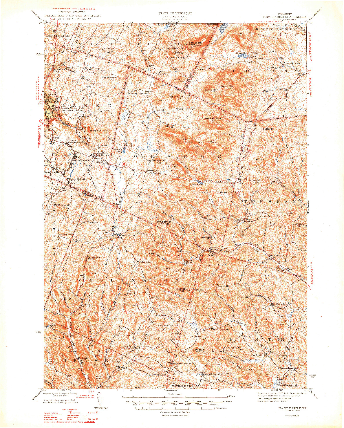 USGS 1:62500-SCALE QUADRANGLE FOR EAST BARRE, VT 1948