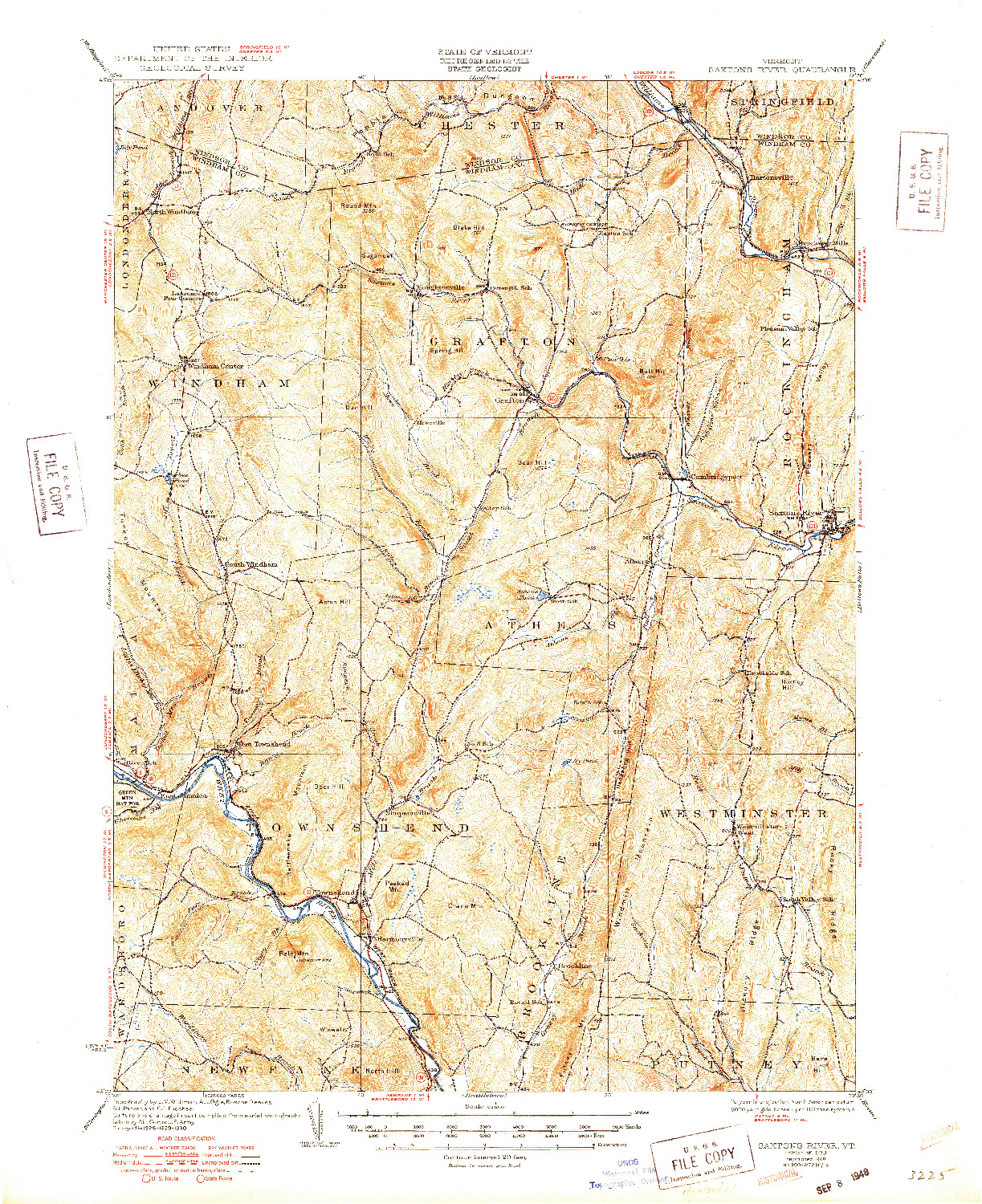 USGS 1:62500-SCALE QUADRANGLE FOR SAXTONS RIVER, VT 1933