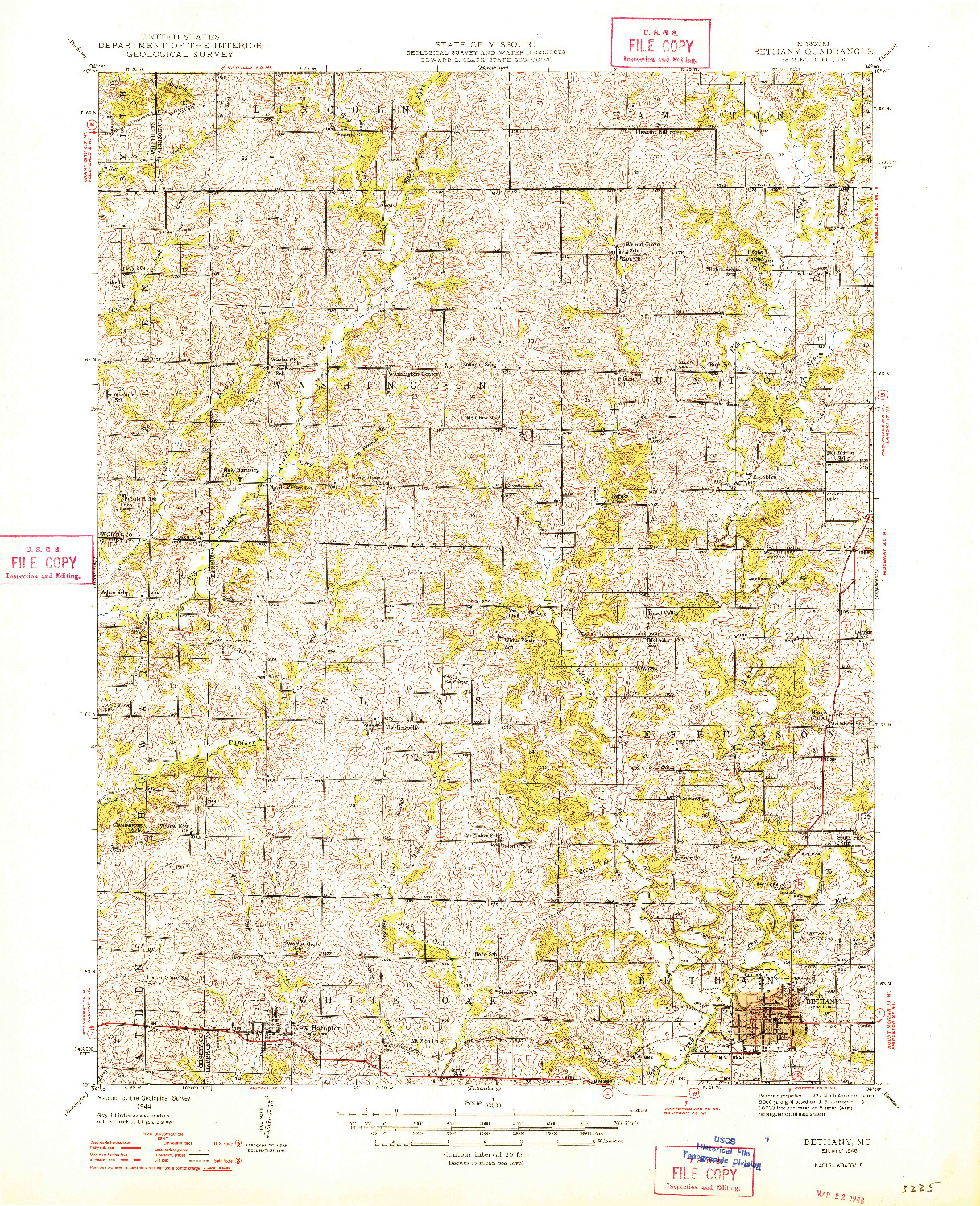 USGS 1:62500-SCALE QUADRANGLE FOR BETHANY, MO 1948