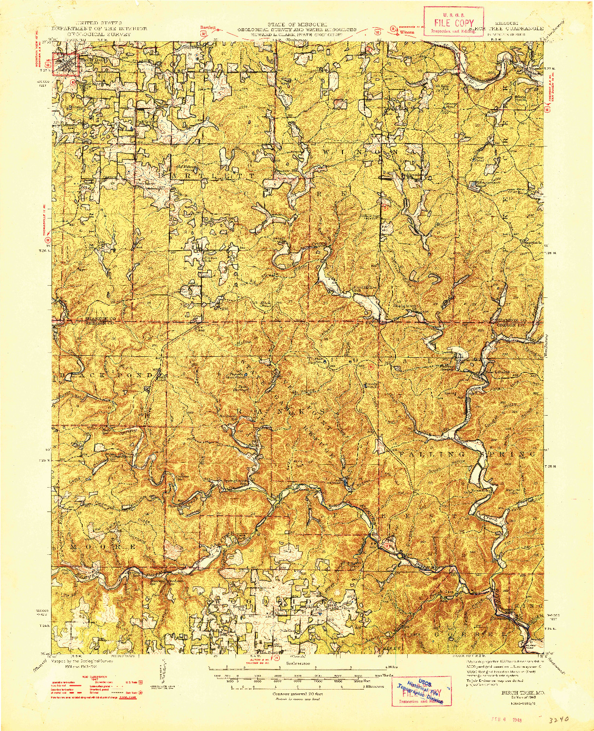 USGS 1:62500-SCALE QUADRANGLE FOR BIRCH TREE, MO 1948