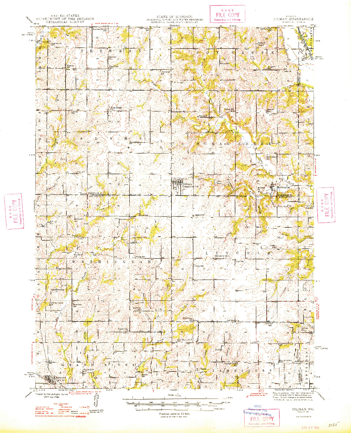 USGS 1:62500-SCALE QUADRANGLE FOR GILMAN, MO 1948