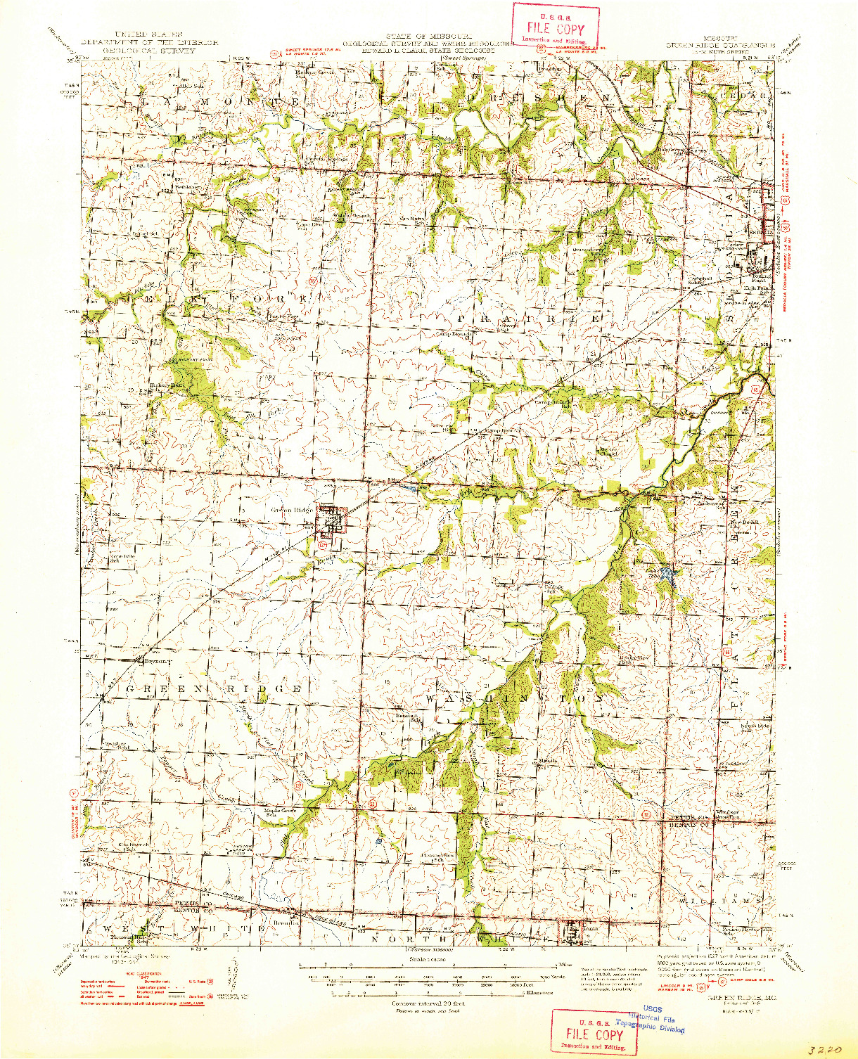 USGS 1:62500-SCALE QUADRANGLE FOR GREEN RIDGE, MO 1948