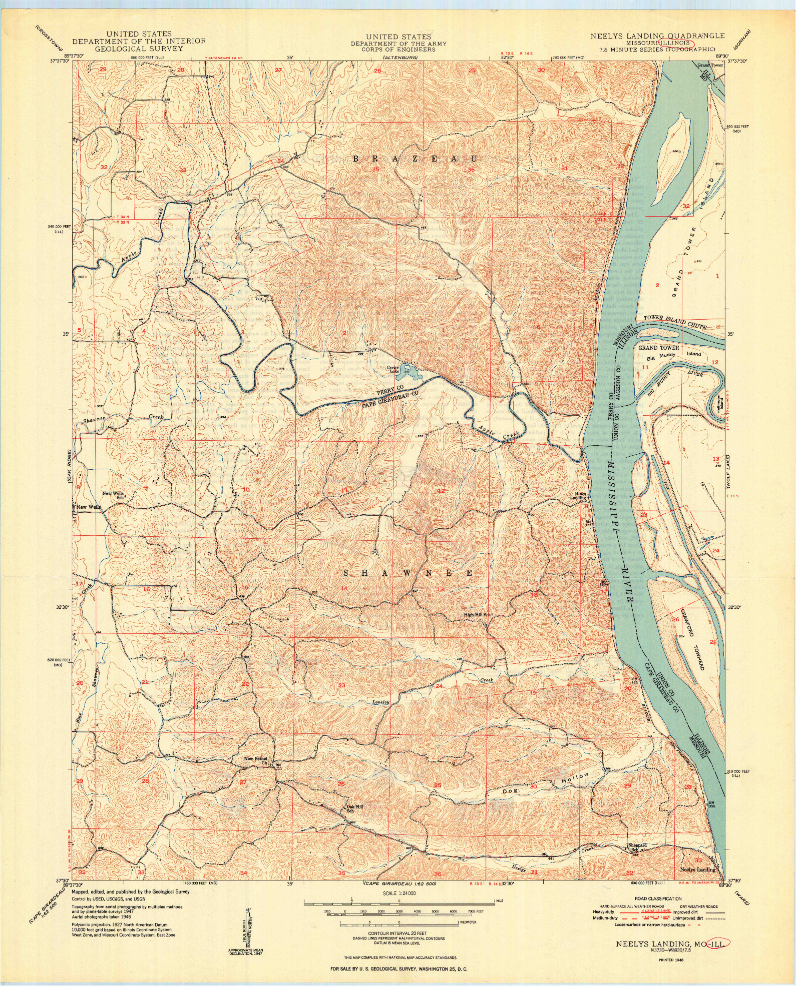 USGS 1:24000-SCALE QUADRANGLE FOR NEELYS LANDING, MO 1948