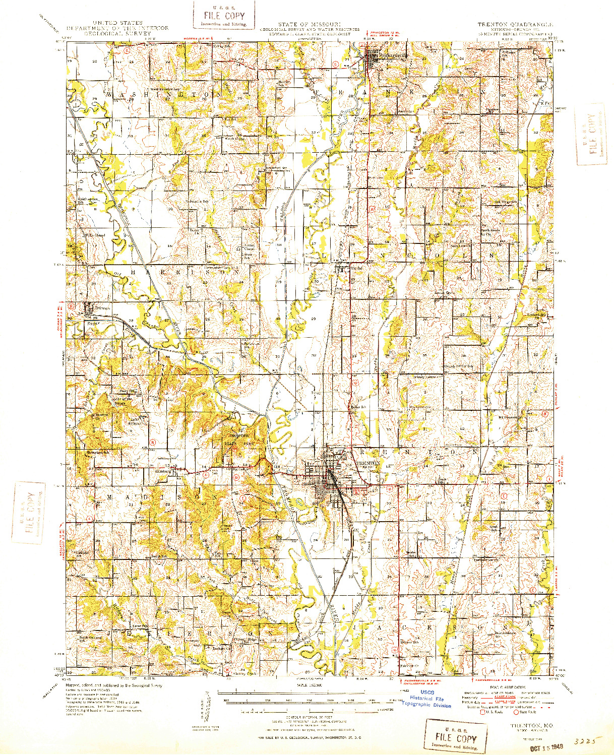 USGS 1:62500-SCALE QUADRANGLE FOR TRENTON, MO 1948