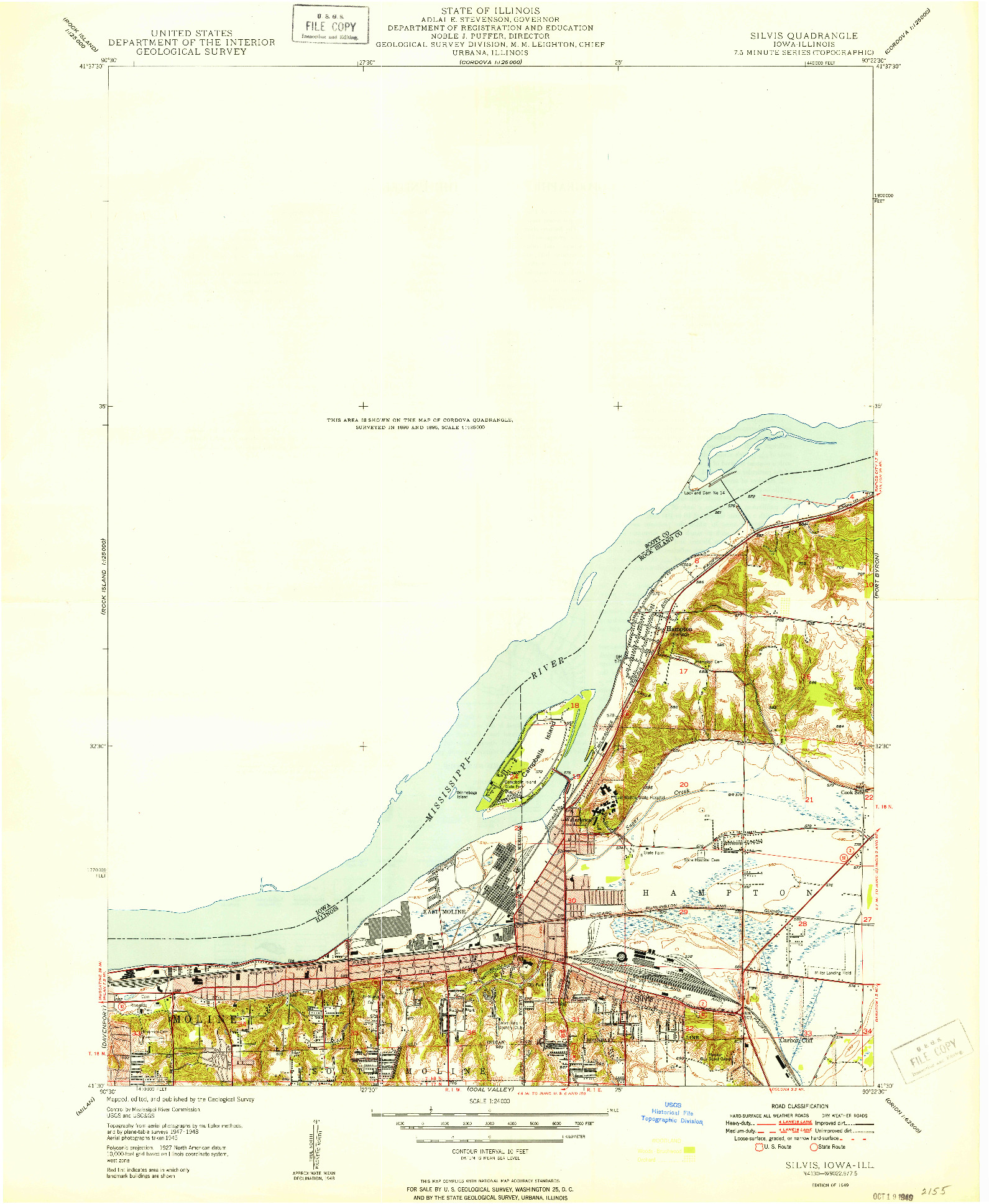 USGS 1:24000-SCALE QUADRANGLE FOR SILVIS, IA 1949