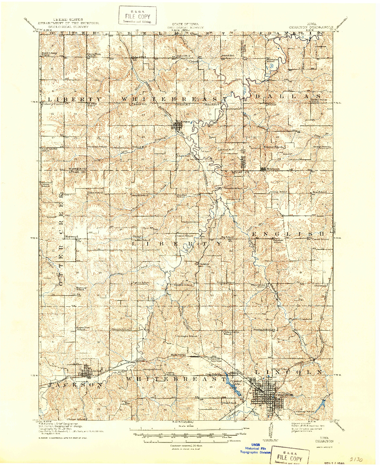 USGS 1:62500-SCALE QUADRANGLE FOR CHARITON, IA 1918