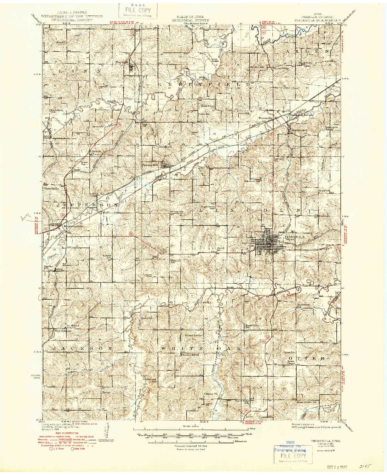 USGS 1:62500-SCALE QUADRANGLE FOR INDIANOLA, IA 1931