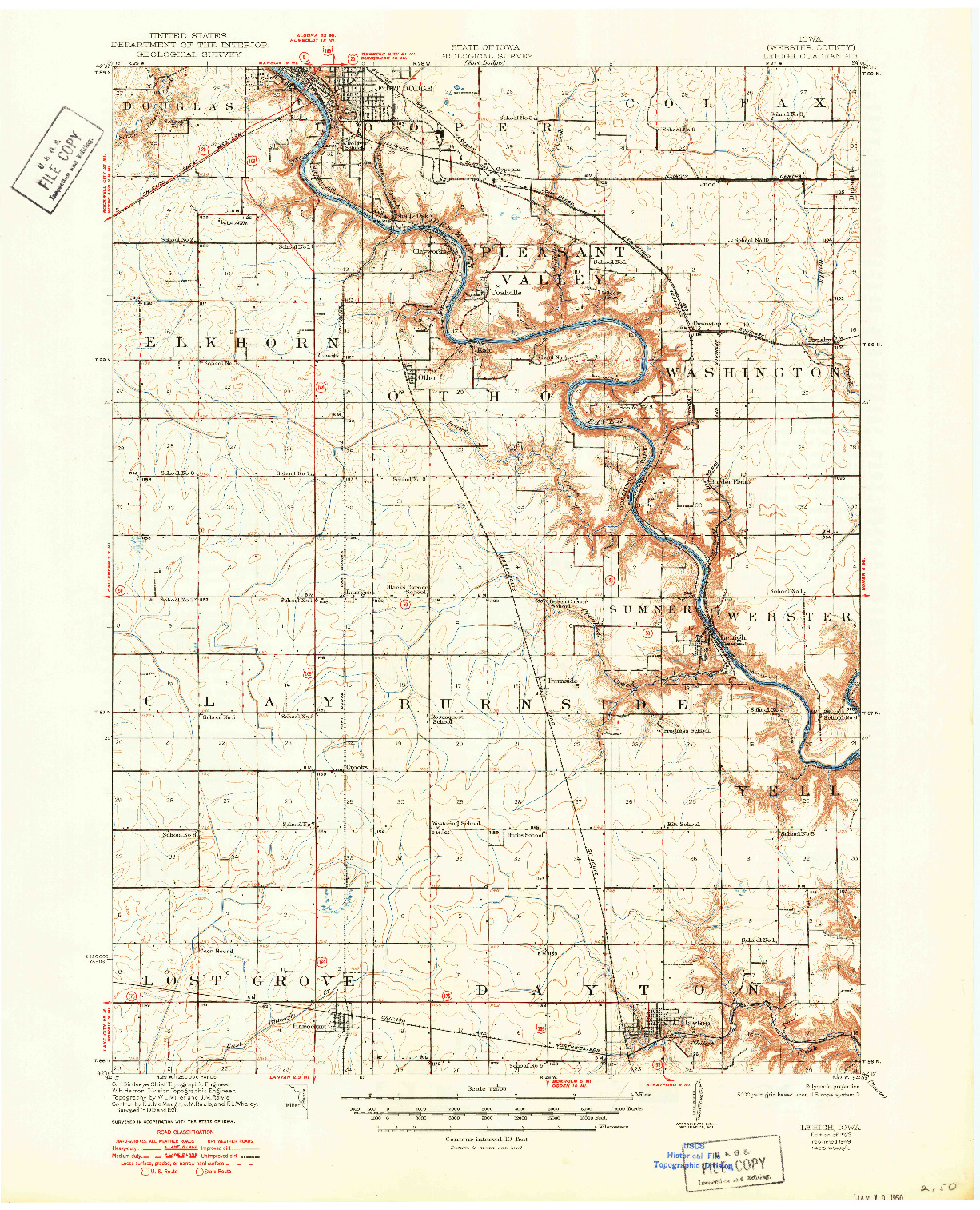 USGS 1:62500-SCALE QUADRANGLE FOR LEHIGH, IA 1923