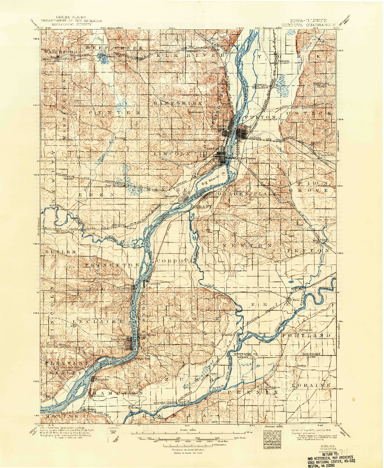 USGS 1:125000-SCALE QUADRANGLE FOR CORDOVA, IA 1899