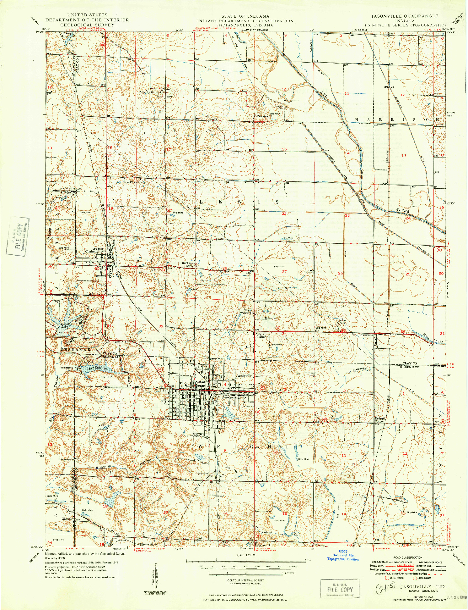 USGS 1:24000-SCALE QUADRANGLE FOR JASONVILLE, IN 1940