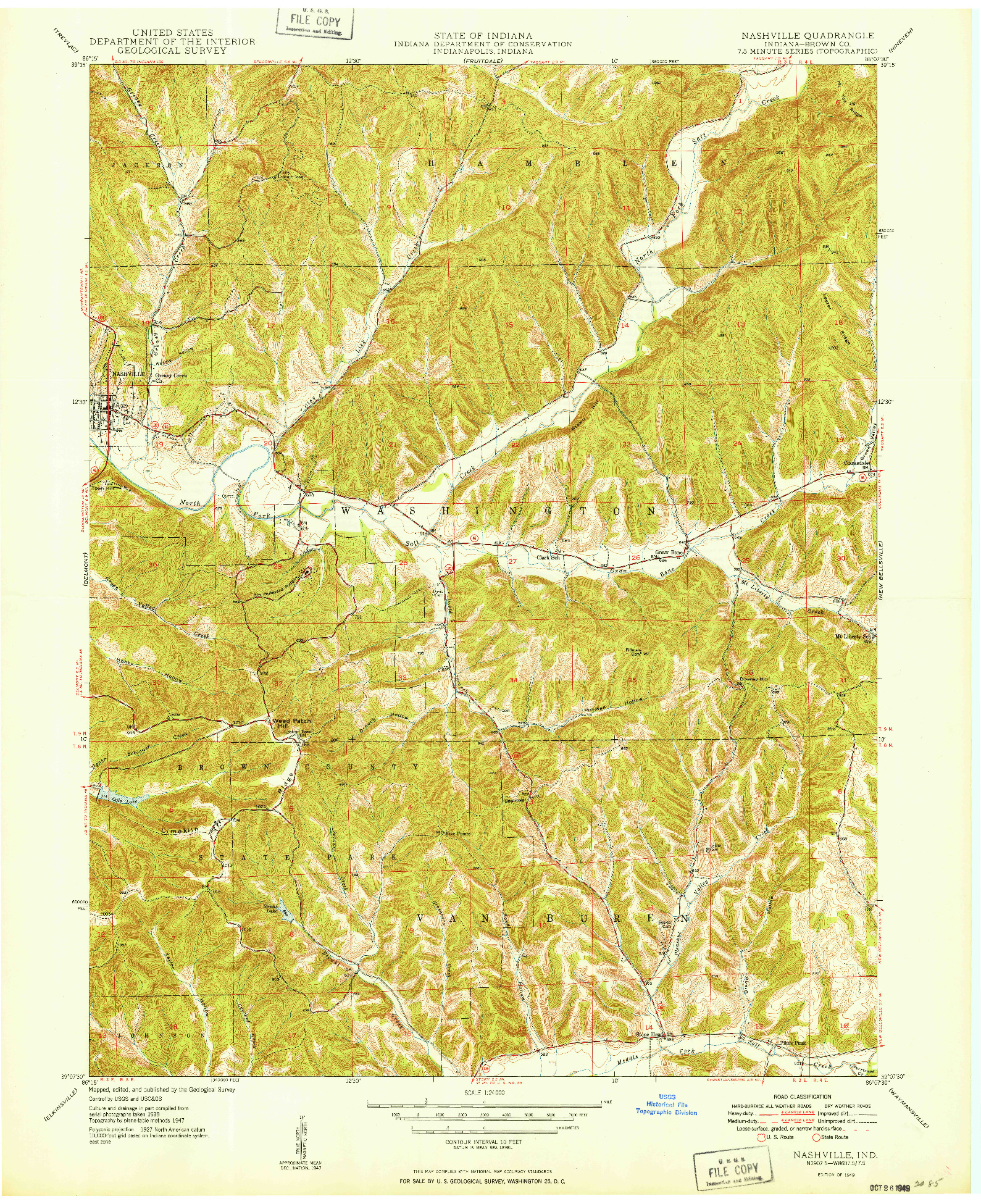 USGS 1:24000-SCALE QUADRANGLE FOR NASHVILLE, IN 1949