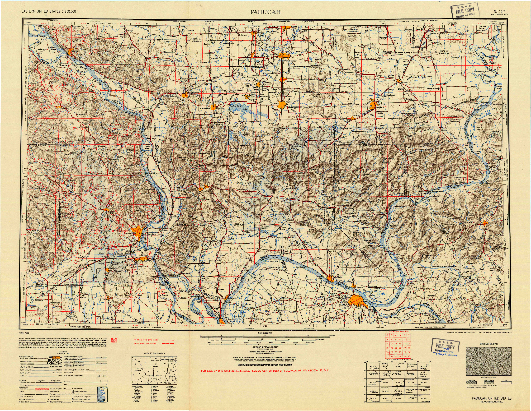 USGS 1:250000-SCALE QUADRANGLE FOR PADUCAH, KY 1949