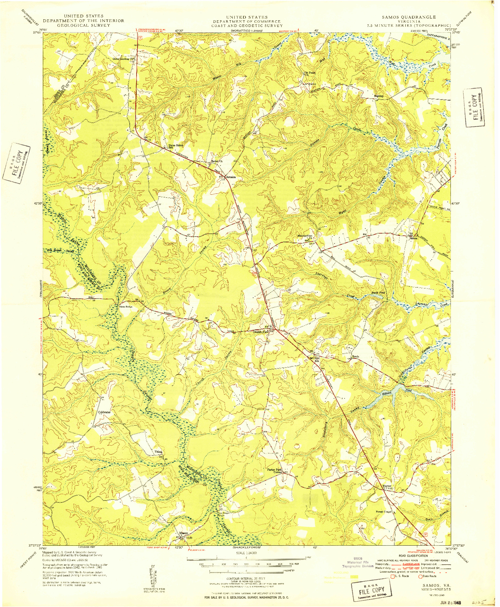 USGS 1:24000-SCALE QUADRANGLE FOR SAMOS, VA 1949
