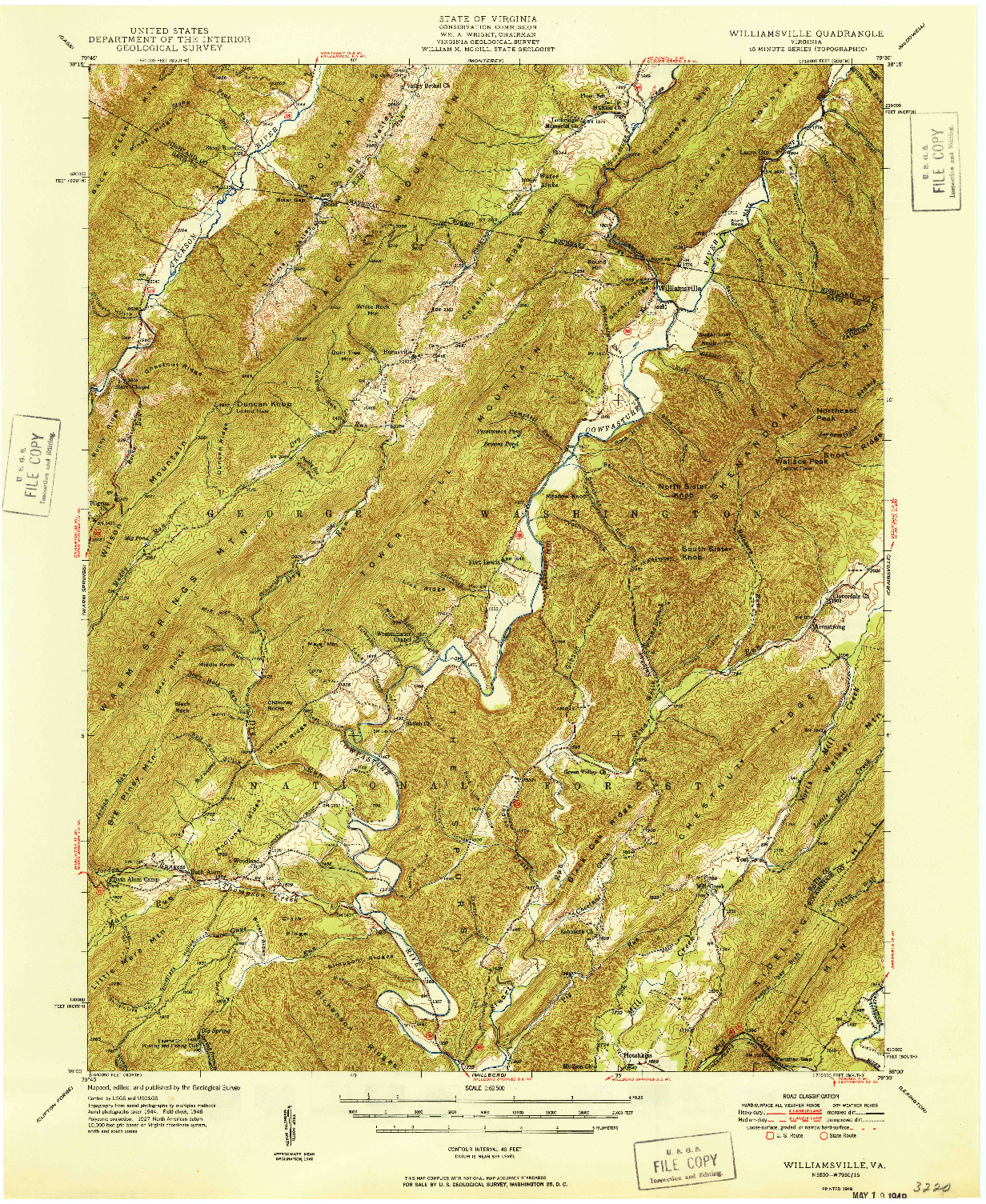 USGS 1:62500-SCALE QUADRANGLE FOR WILLIAMSVILLE, VA 1949