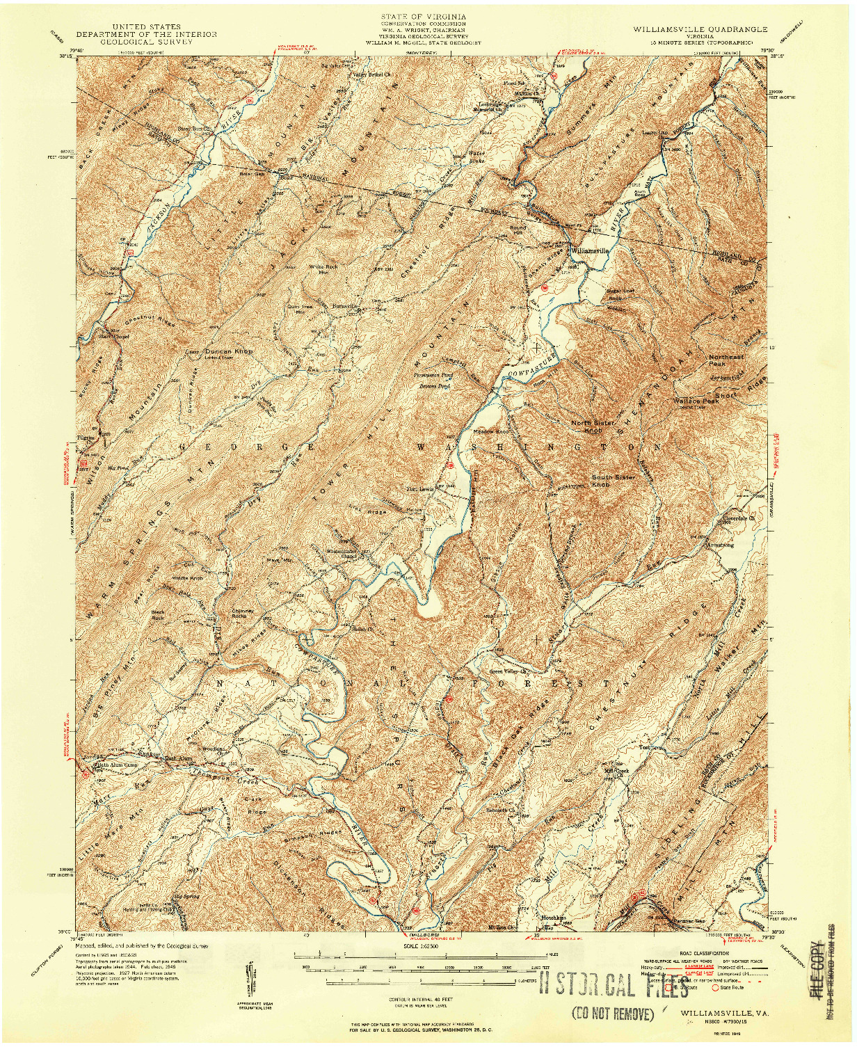 USGS 1:62500-SCALE QUADRANGLE FOR WILLIAMSVILLE, VA 1949