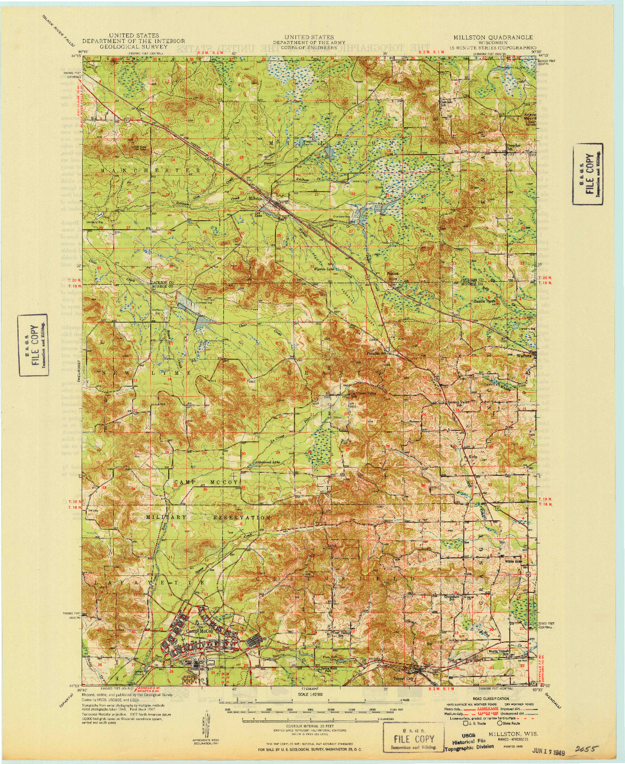 USGS 1:62500-SCALE QUADRANGLE FOR MILLSTON, WI 1949