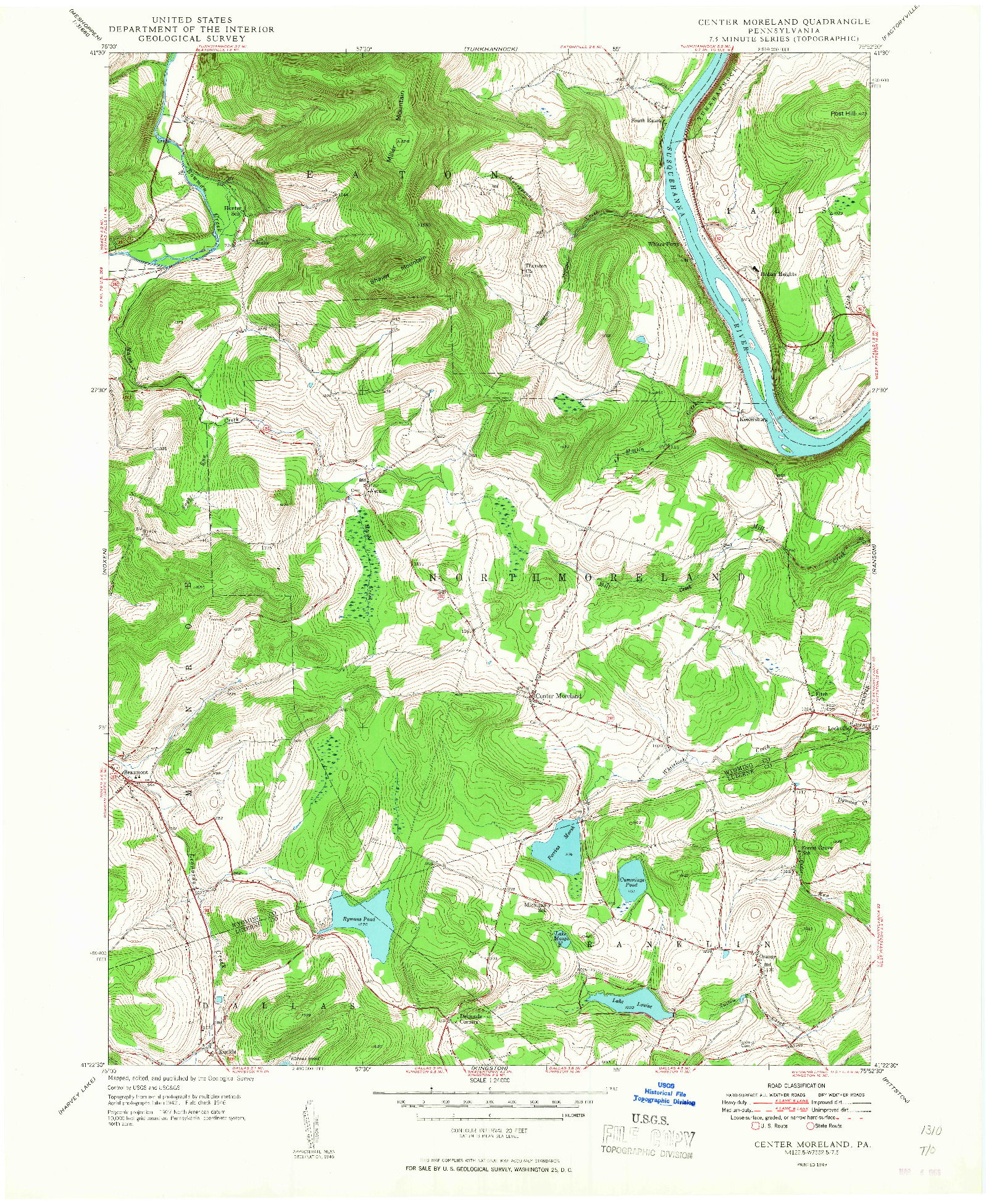 USGS 1:24000-SCALE QUADRANGLE FOR CENTER MORELAND, PA 1949
