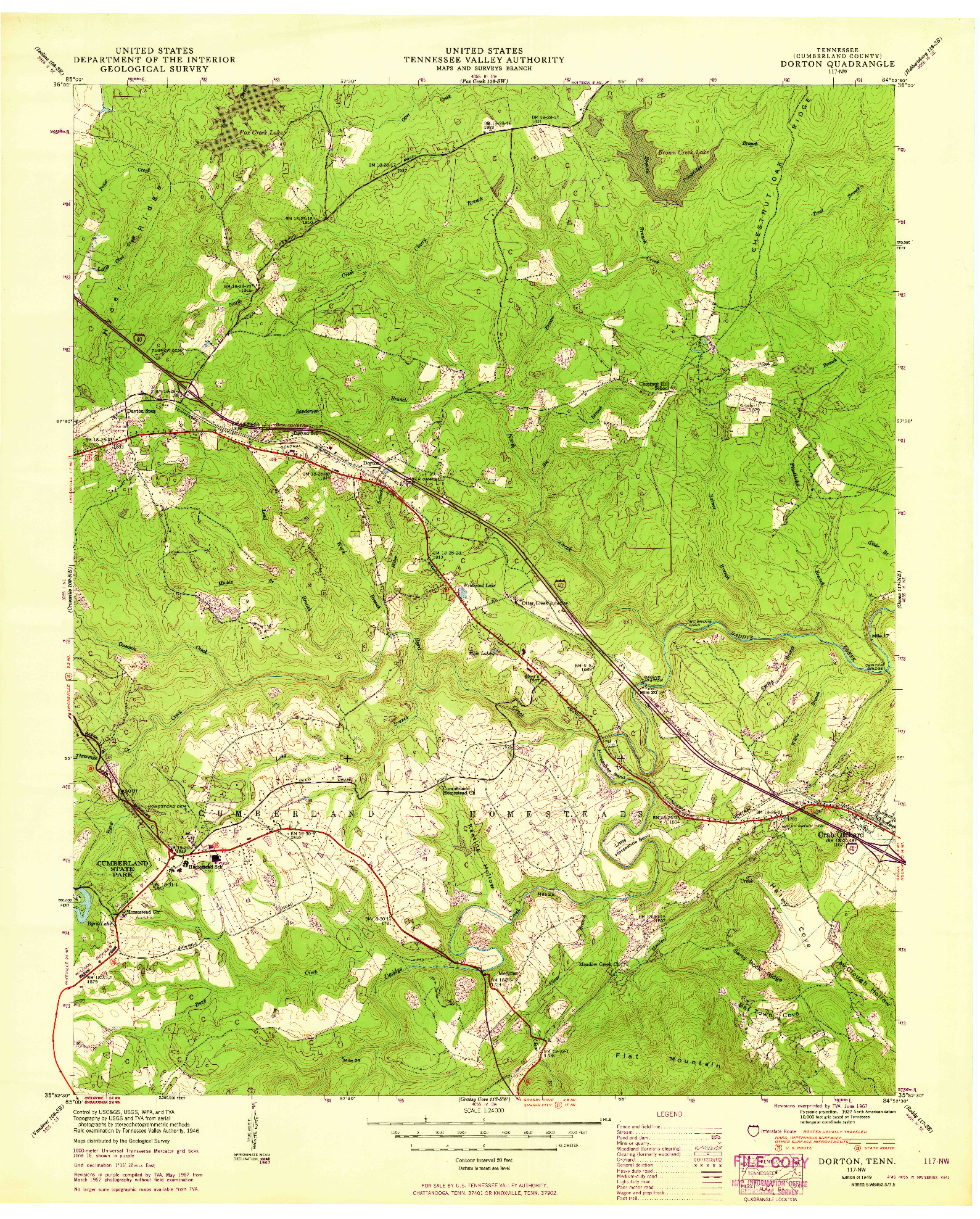 USGS 1:24000-SCALE QUADRANGLE FOR DORTON, TN 1949