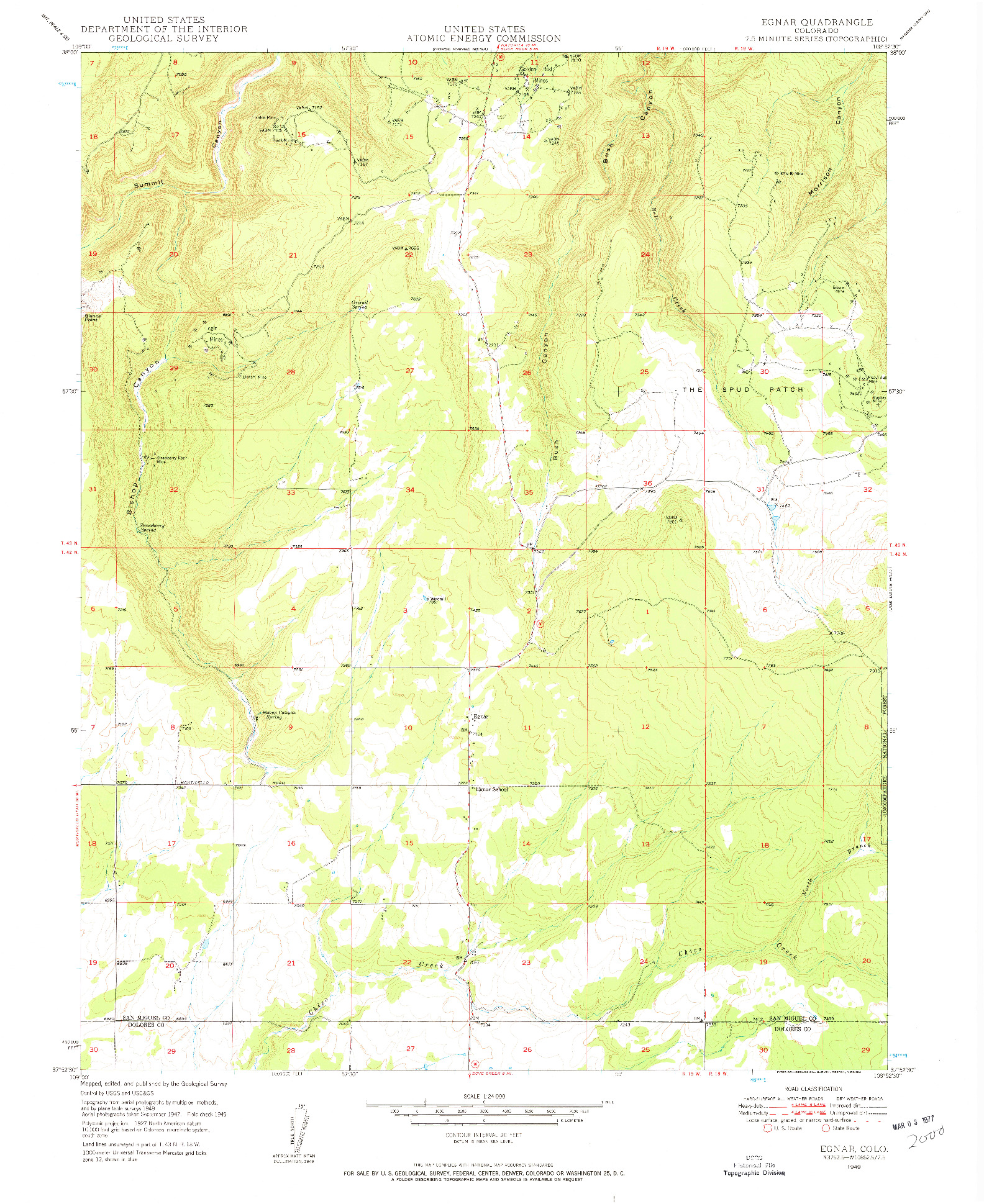 USGS 1:24000-SCALE QUADRANGLE FOR EGNAR, CO 1949