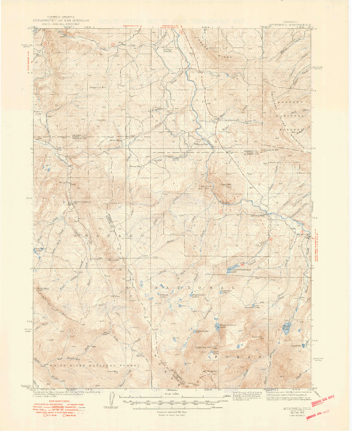 USGS 1:62500-SCALE QUADRANGLE FOR MOUNT POWELL, CO 1940