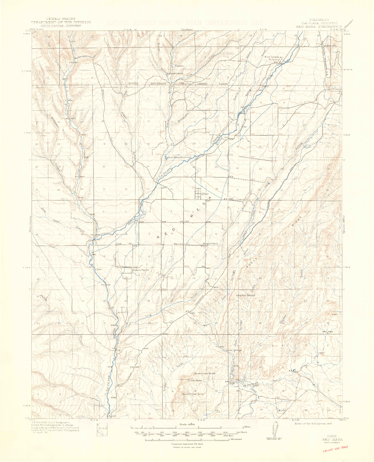 USGS 1:62500-SCALE QUADRANGLE FOR RED MESA, CO 1913