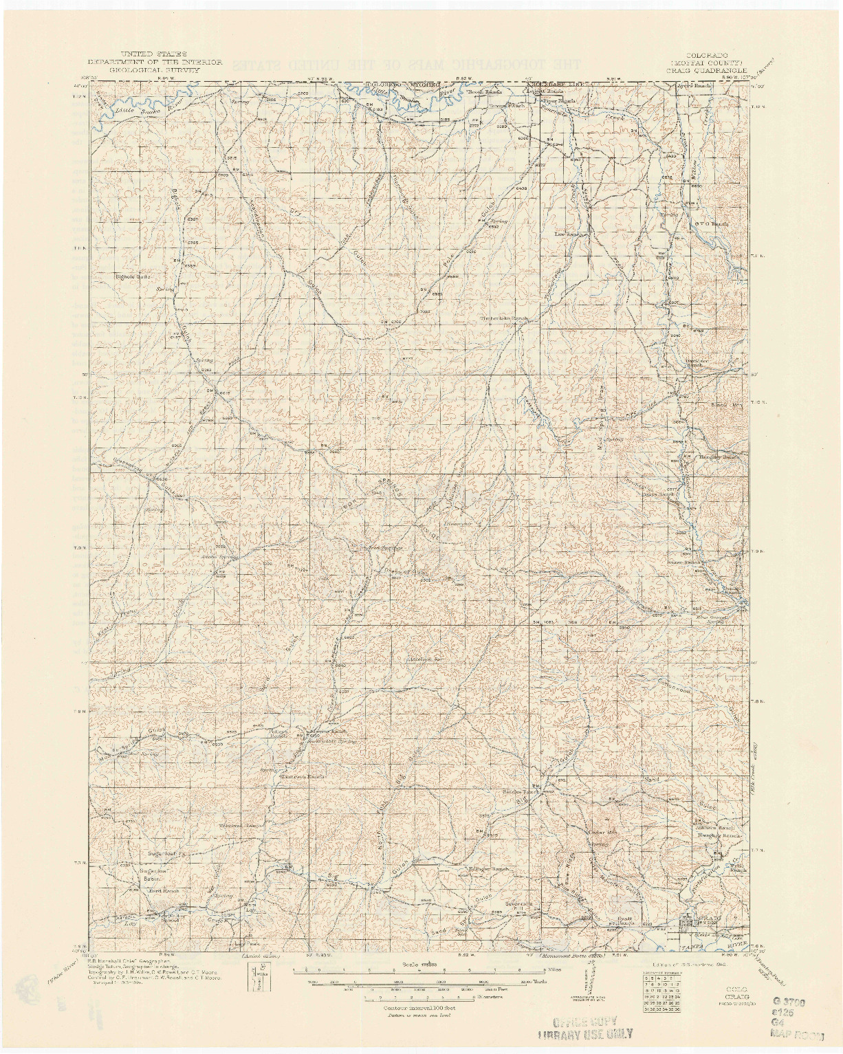 USGS 1:125000-SCALE QUADRANGLE FOR CRAIG, CO 1916