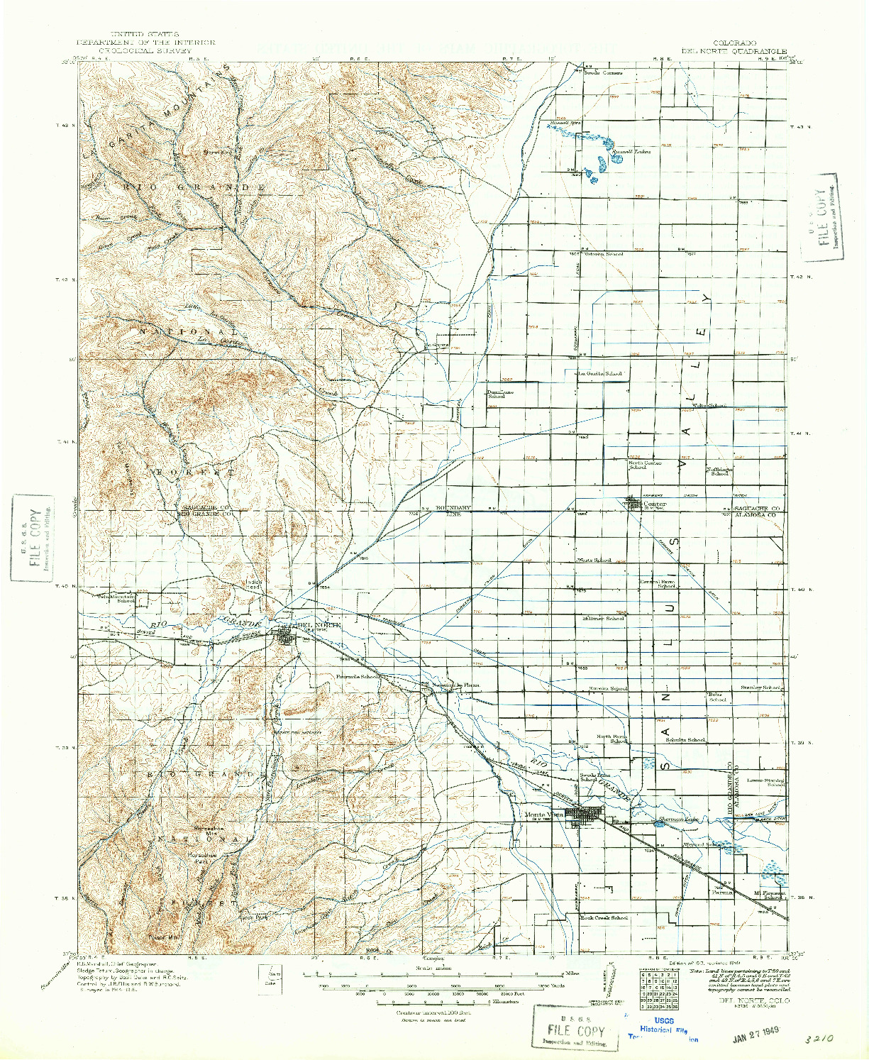 USGS 1:125000-SCALE QUADRANGLE FOR DEL NORTE, CO 1917