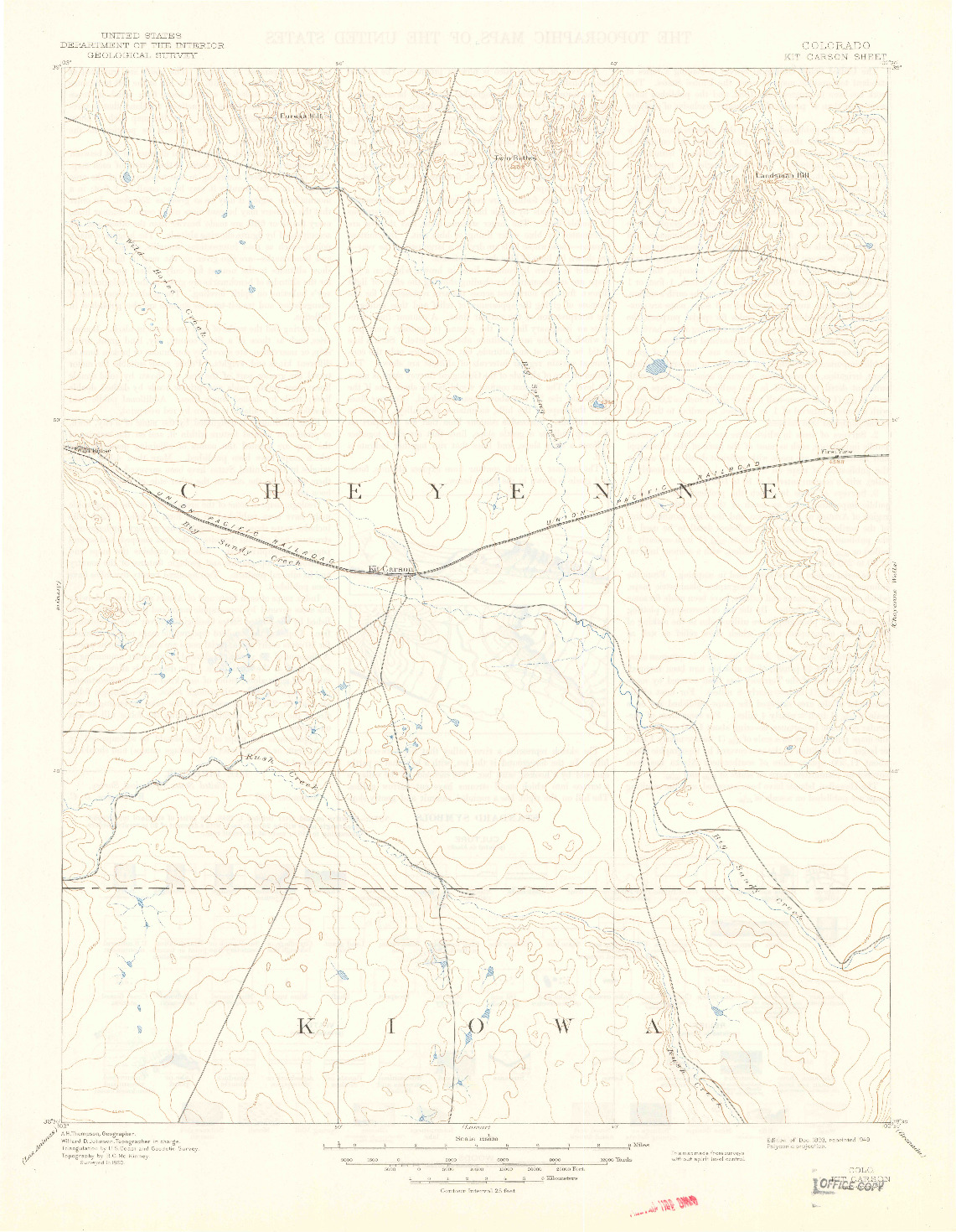 USGS 1:125000-SCALE QUADRANGLE FOR KIT CARSON, CO 1893