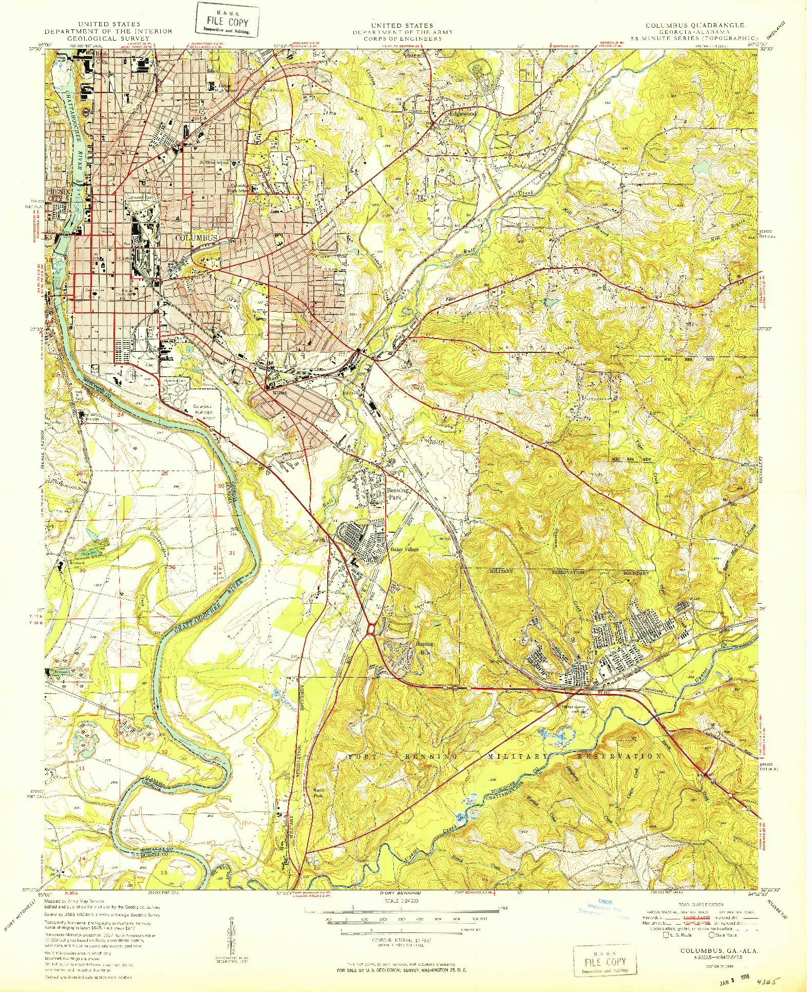 USGS 1:24000-SCALE QUADRANGLE FOR COLUMBUS, GA 1949