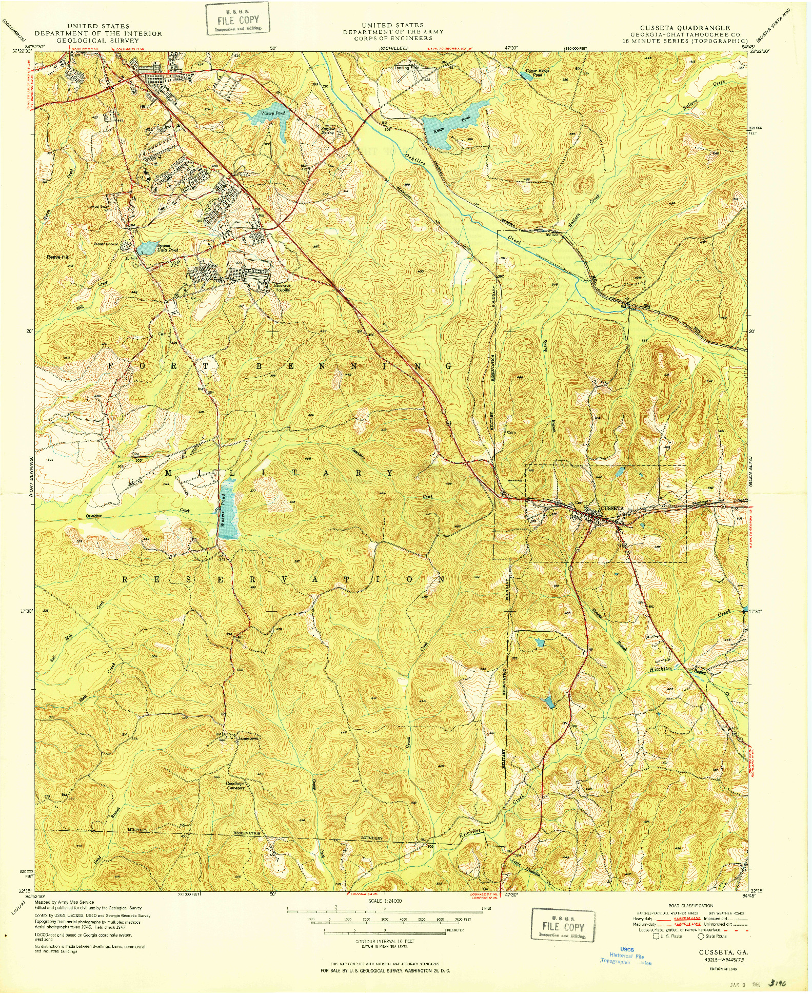 USGS 1:24000-SCALE QUADRANGLE FOR CUSSETA, GA 1949