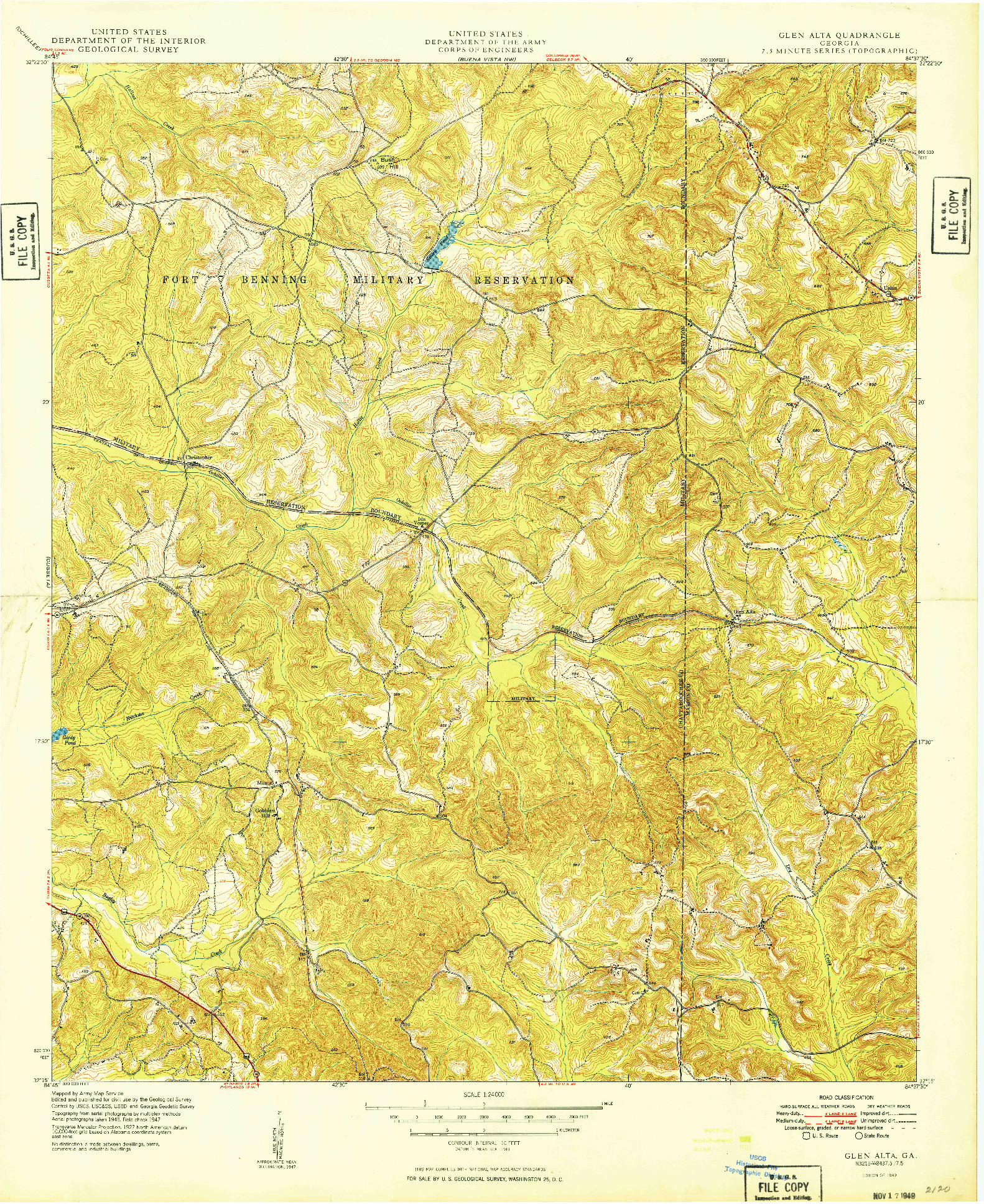 USGS 1:24000-SCALE QUADRANGLE FOR GLEN ALTA, GA 1949
