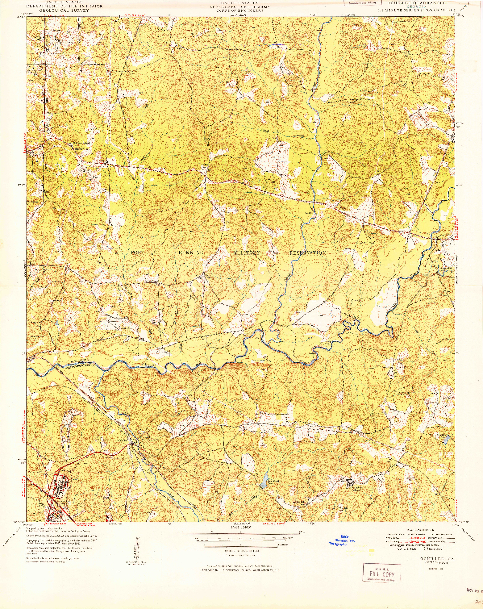 USGS 1:24000-SCALE QUADRANGLE FOR OCHILLEE, GA 1949