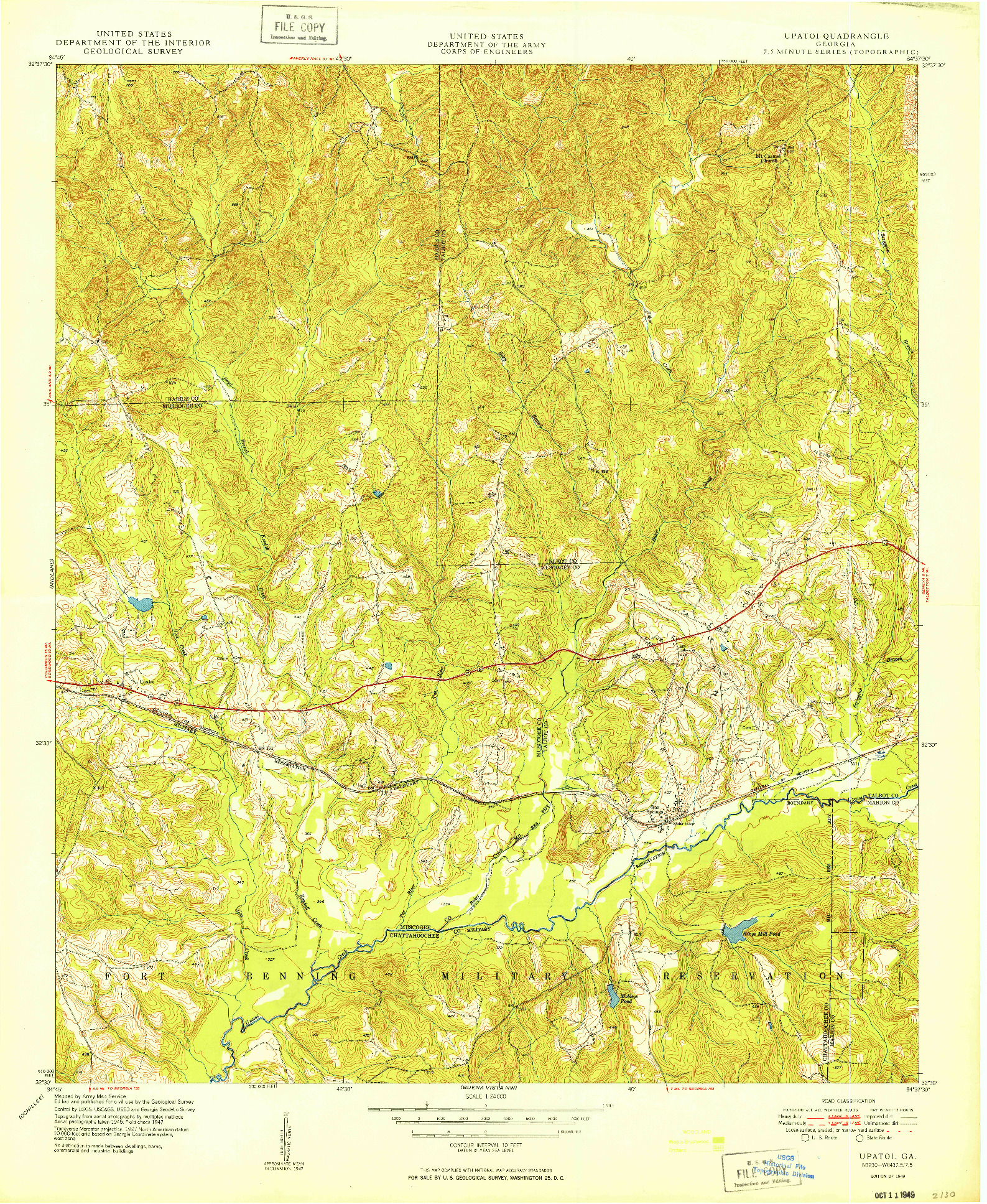 USGS 1:24000-SCALE QUADRANGLE FOR UPATOI, GA 1949