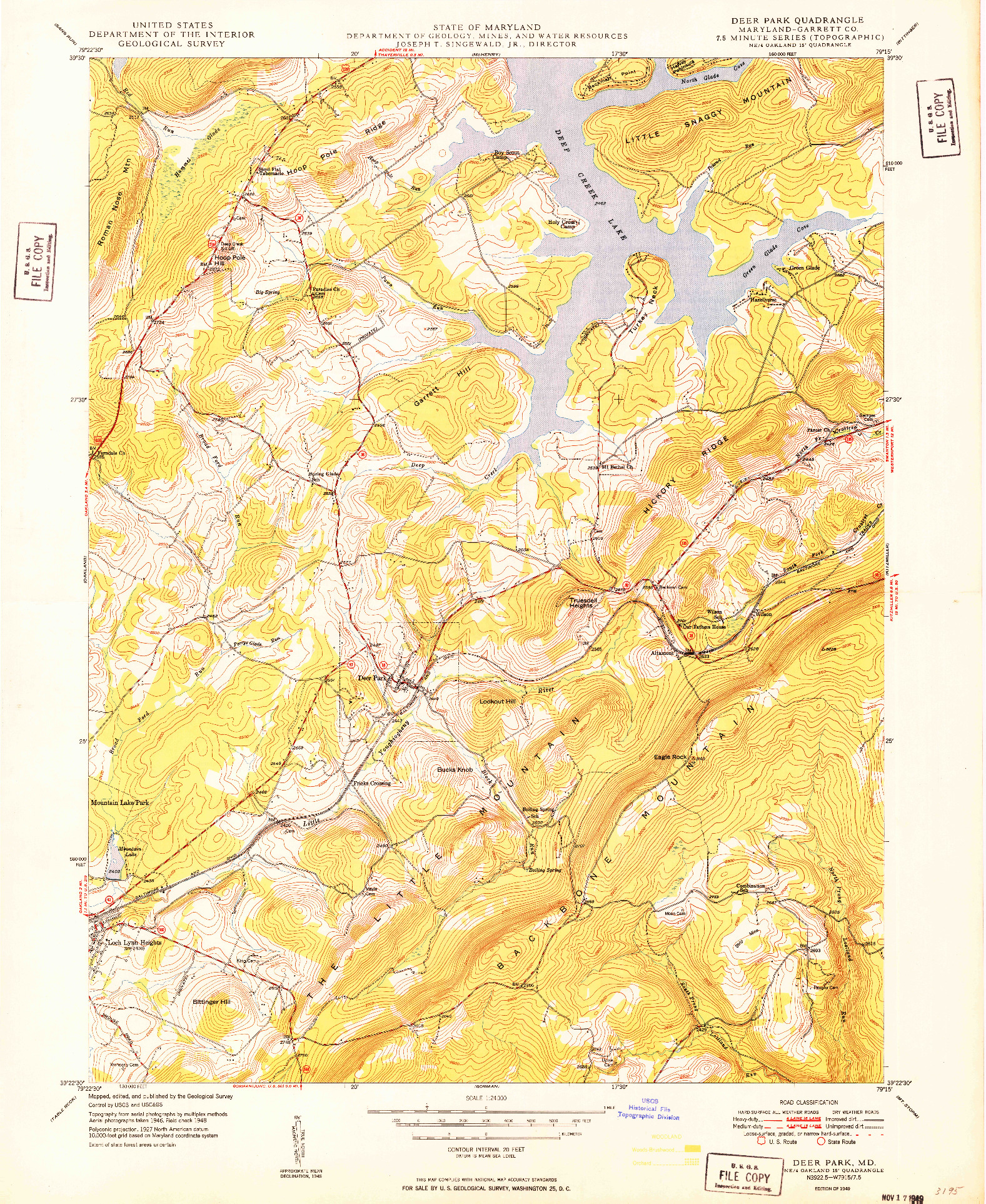 USGS 1:24000-SCALE QUADRANGLE FOR DEER PARK, MD 1949