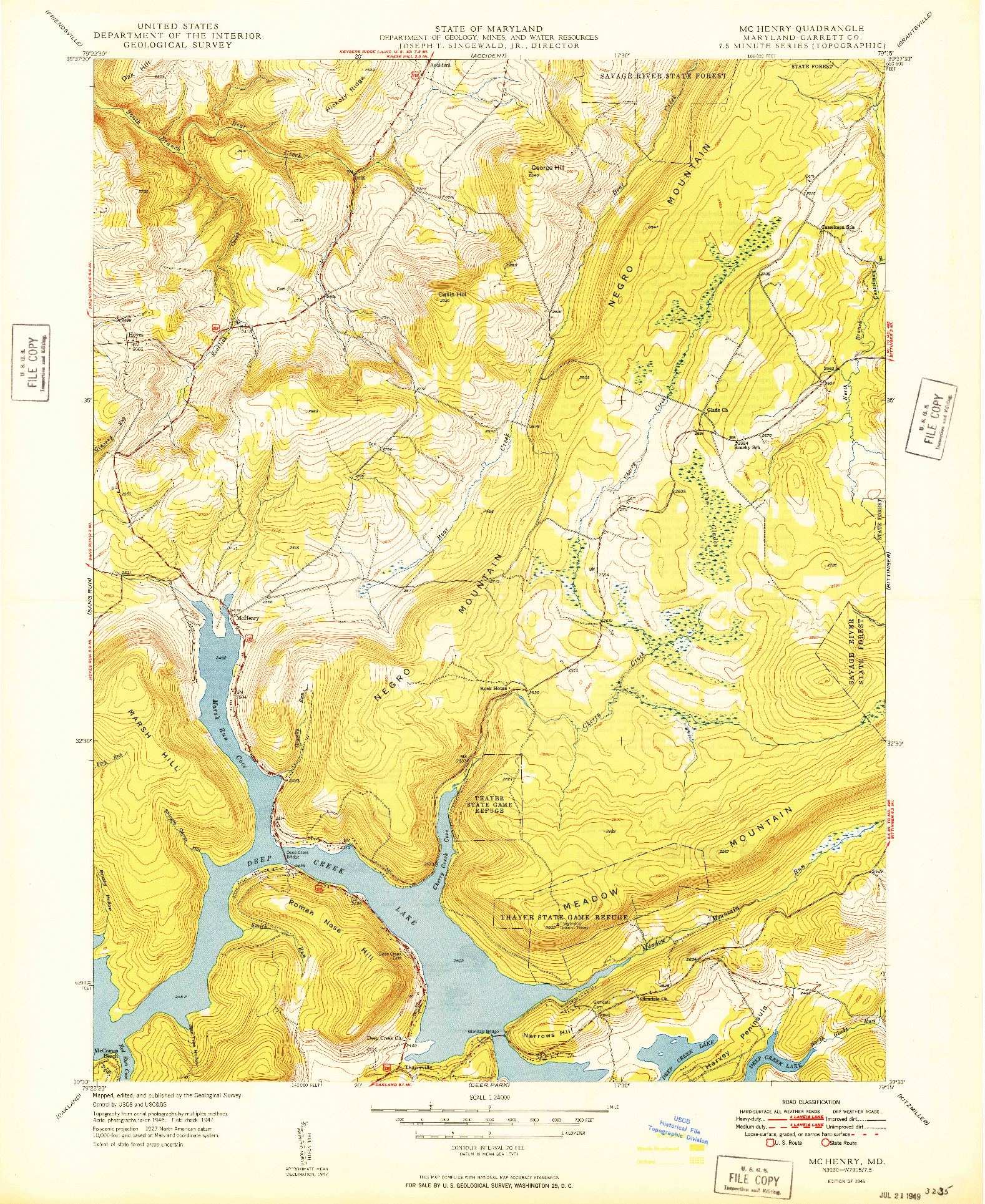 USGS 1:24000-SCALE QUADRANGLE FOR MCHENRY, MD 1949