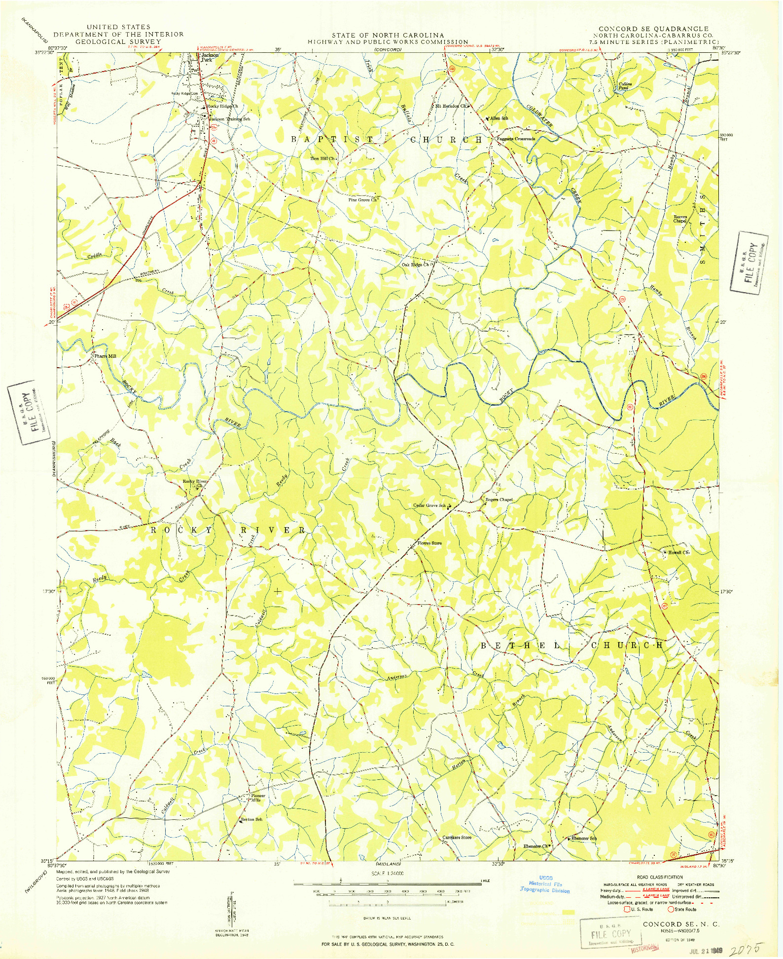 USGS 1:24000-SCALE QUADRANGLE FOR CONCORD SE, NC 1949