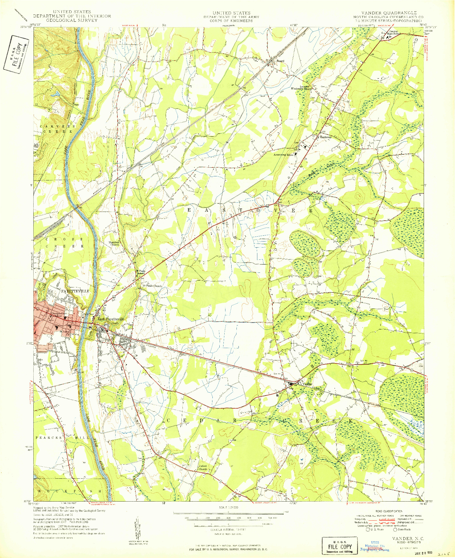 USGS 1:24000-SCALE QUADRANGLE FOR VANDER, NC 1949