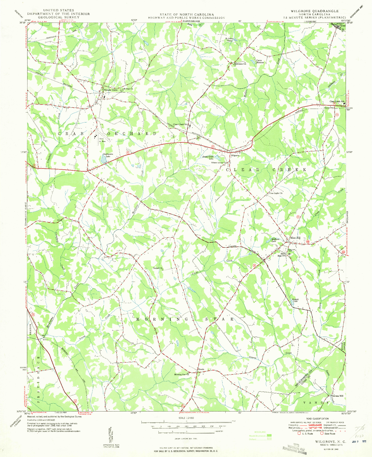 USGS 1:24000-SCALE QUADRANGLE FOR WILGROVE, NC 1949